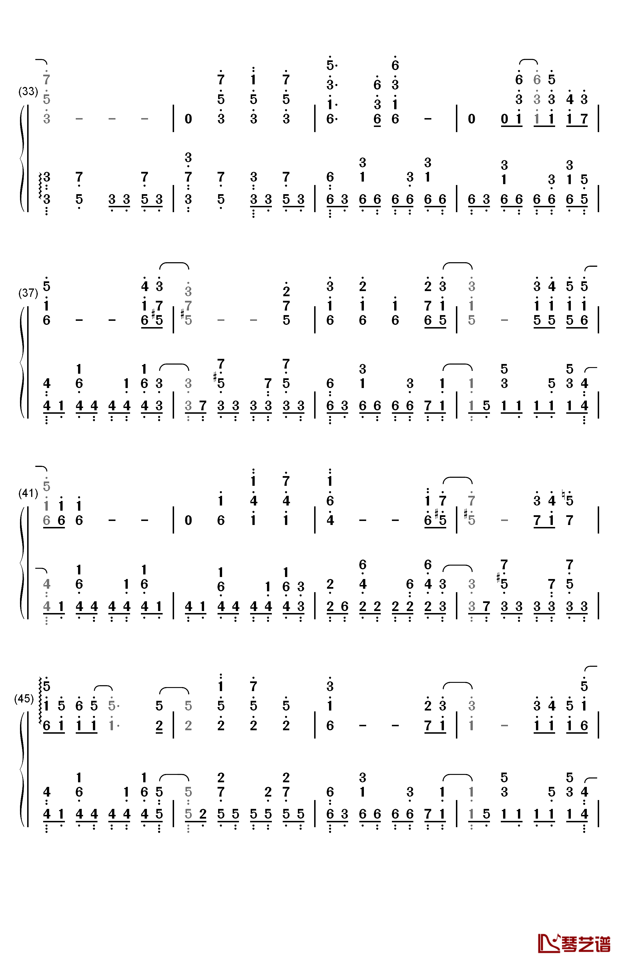 绯色之空钢琴简谱-数字双手-川田麻美3