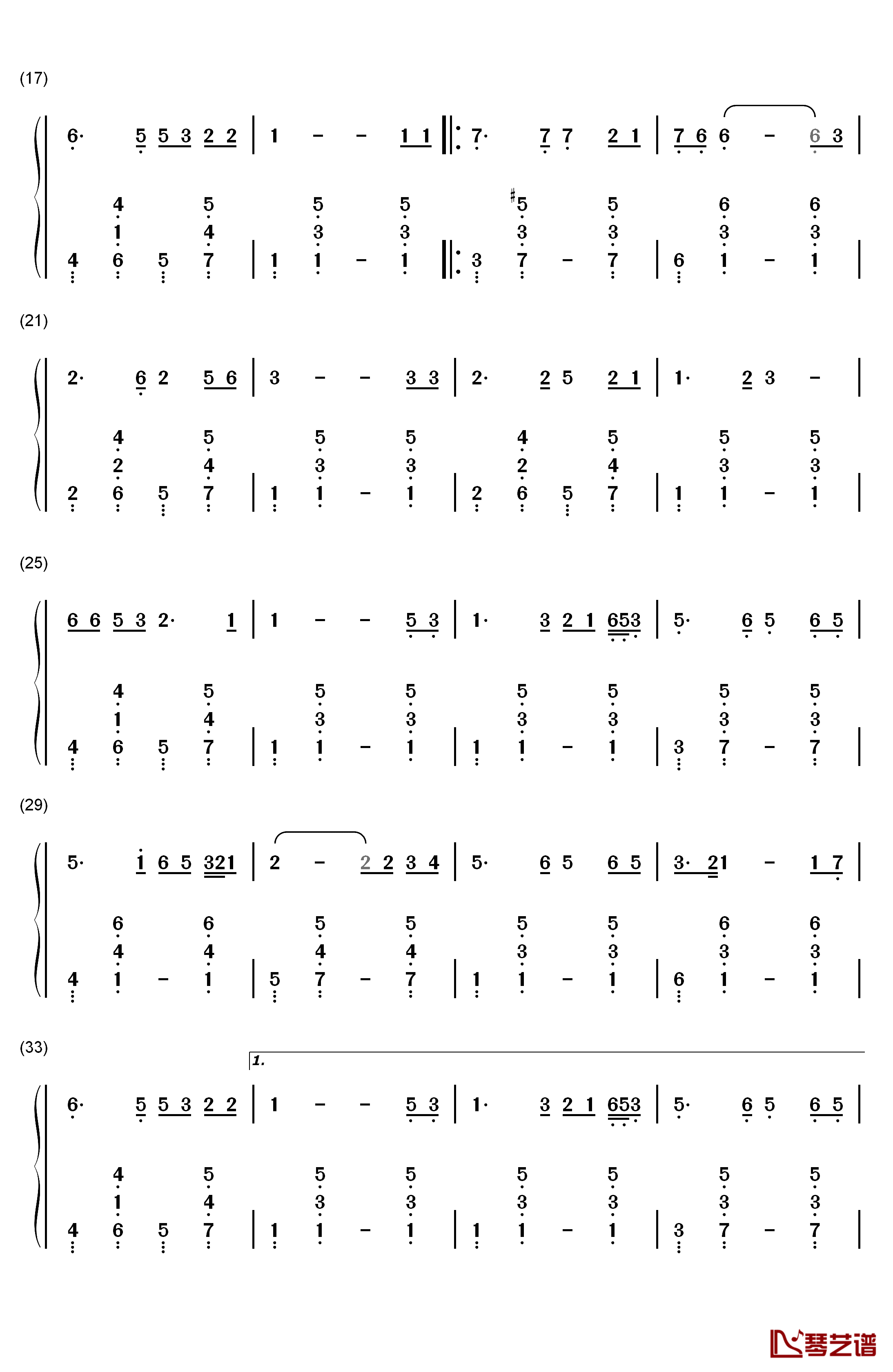 偏偏喜欢你钢琴简谱-数字双手-陈百强2