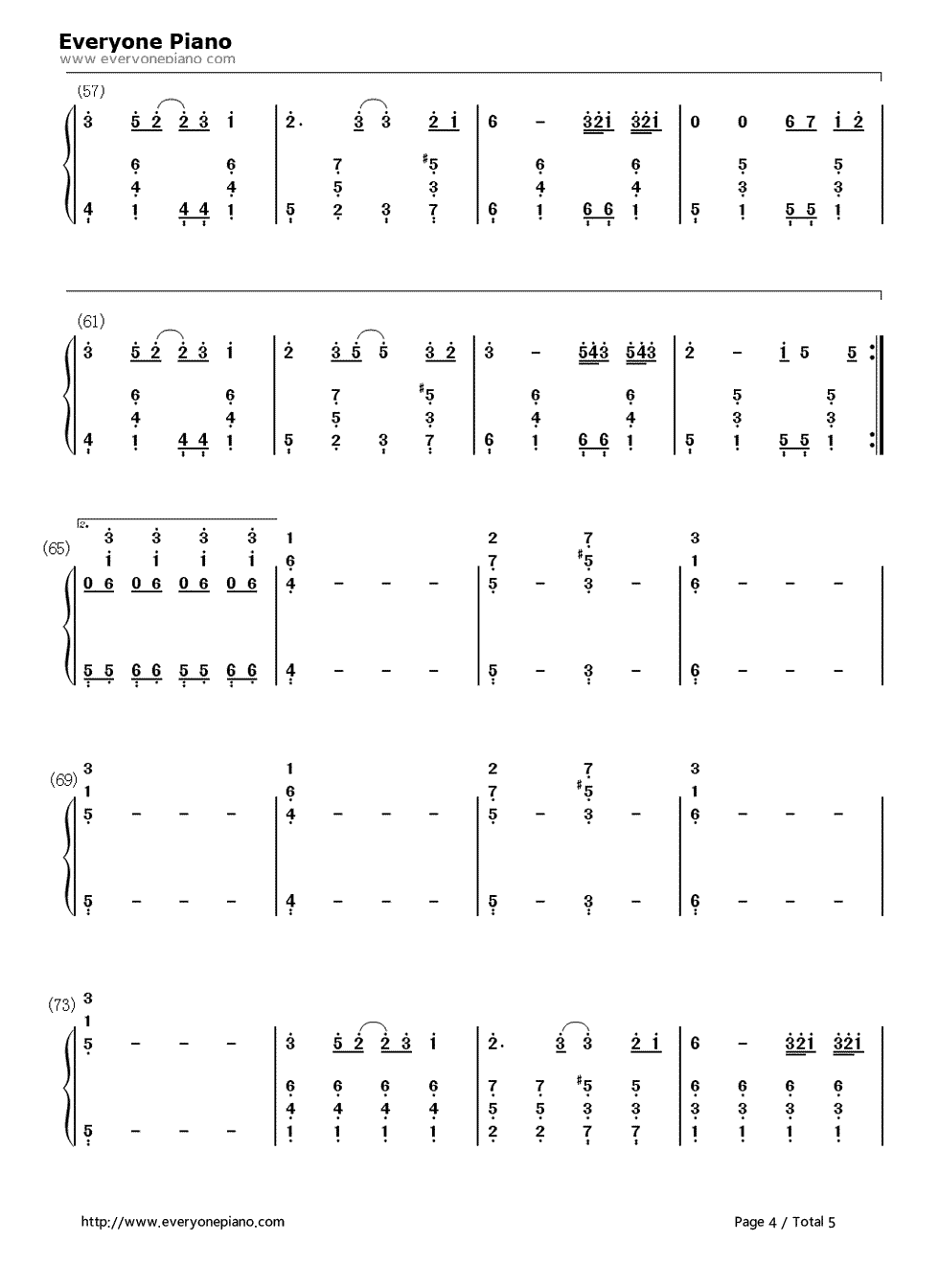 谎言钢琴简谱-数字双手-BigBang4