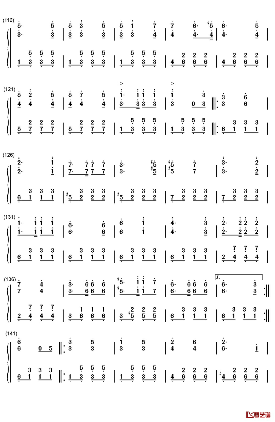 海涛钢琴简谱-数字双手-布兰克5