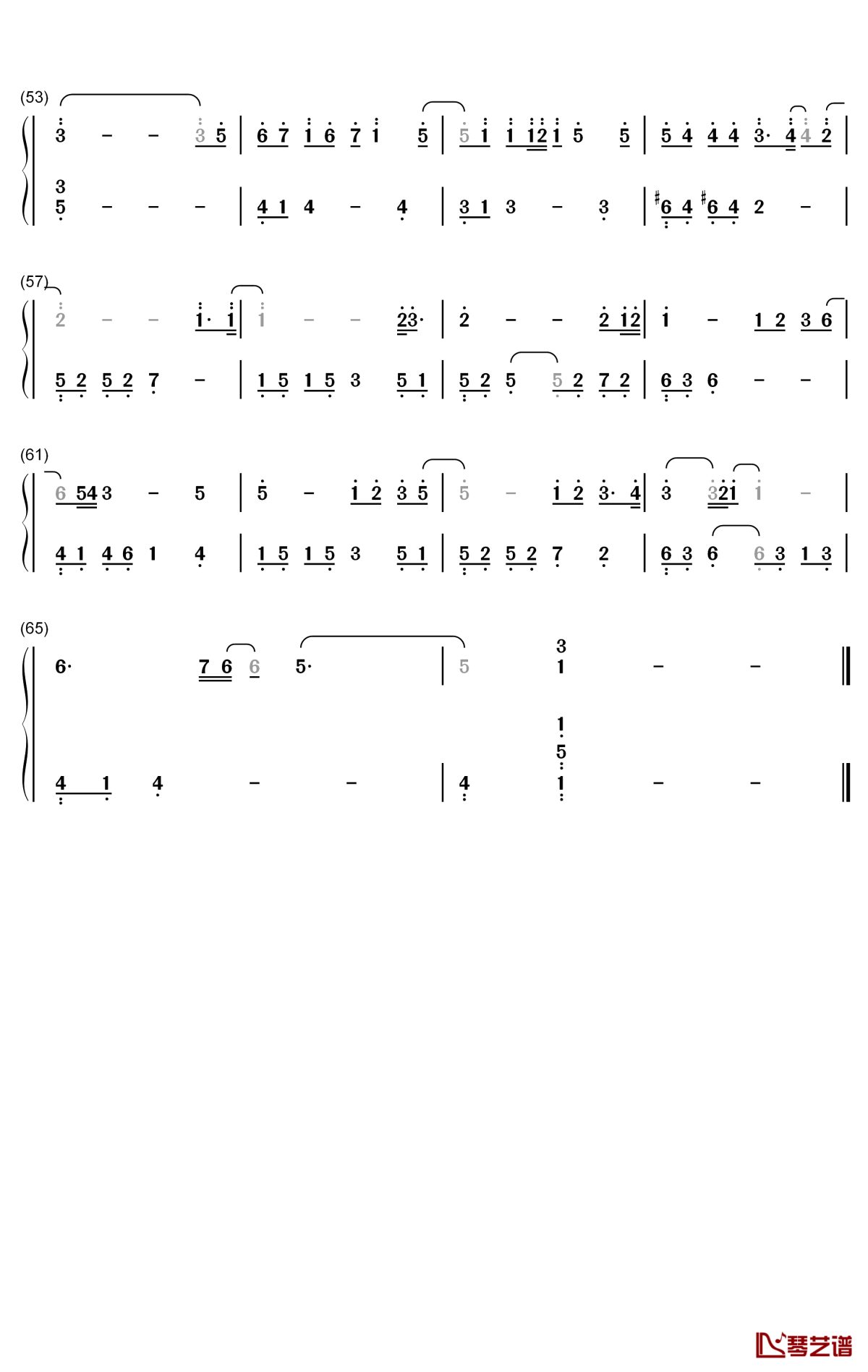 心光钢琴简谱-数字双手-胡夏3