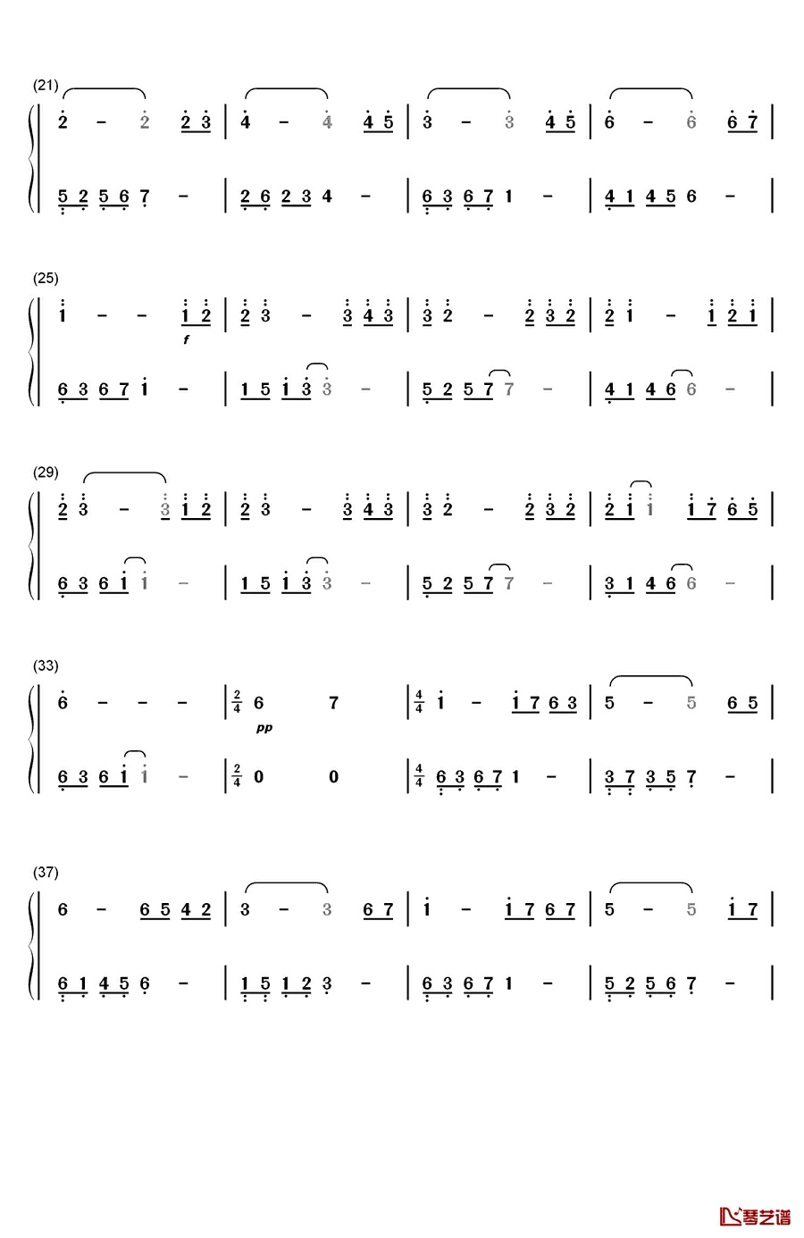 银色钢琴简谱-数字双手-麻枝准2