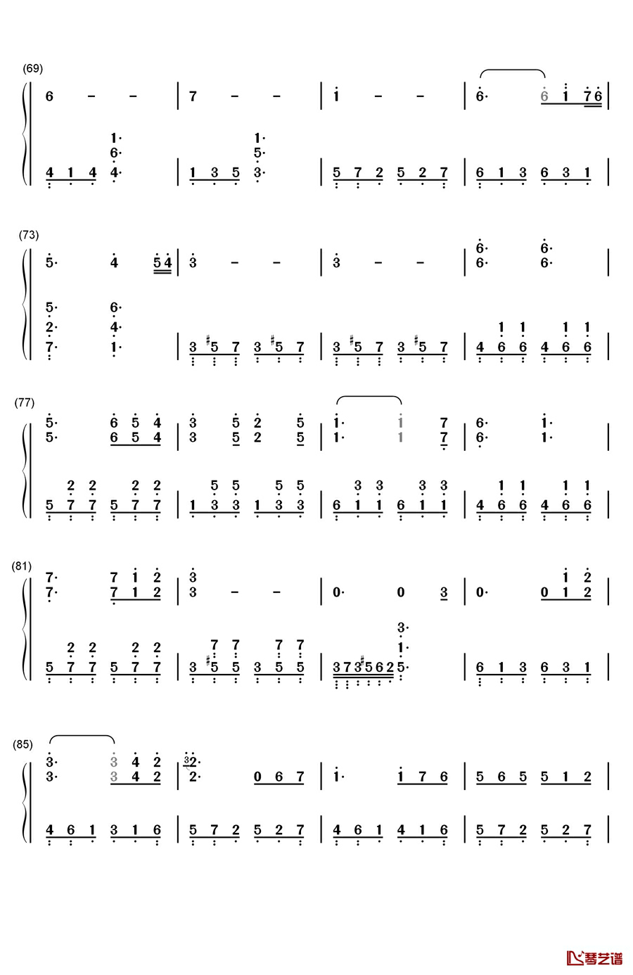 知心爱人钢琴简谱-数字双手-任静 付笛声4