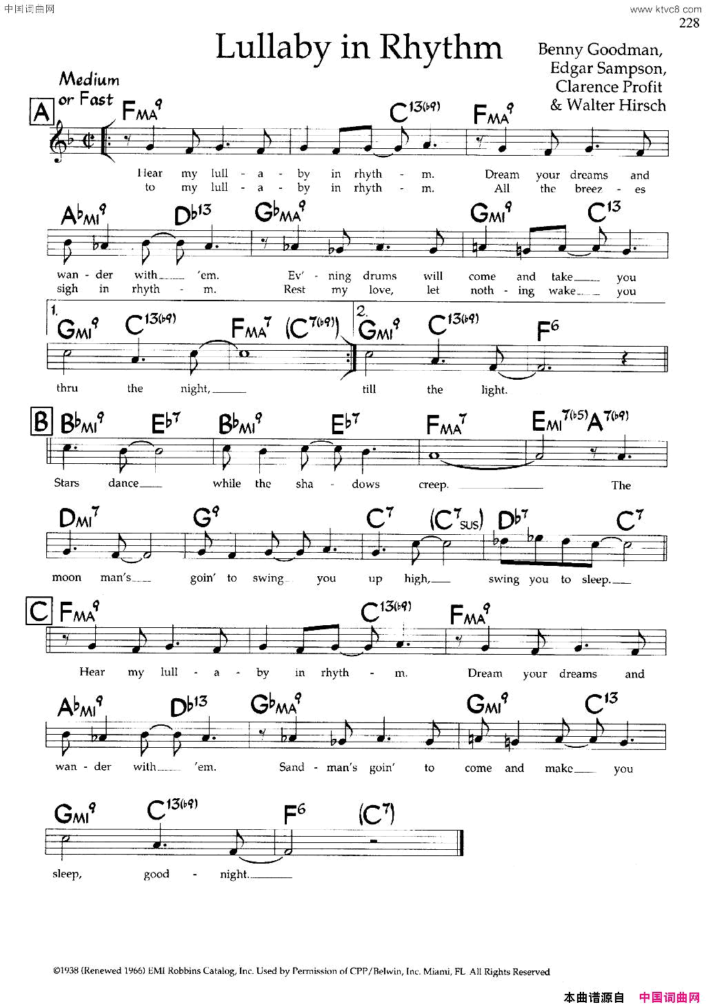 LullabyinRhythm带和弦五线谱Lullaby in Rhythm带和弦五线谱简谱1