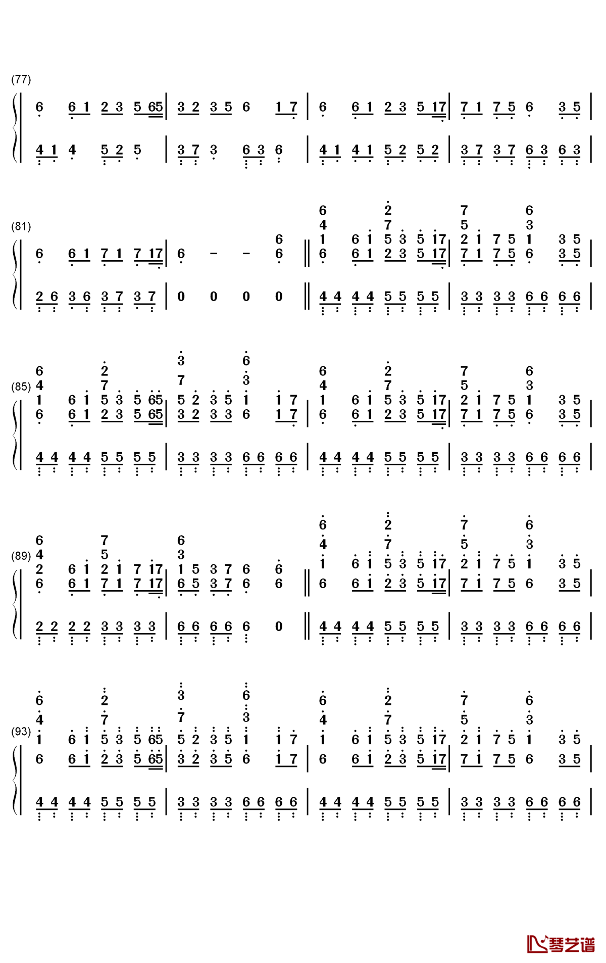 Autumn简谱-LJY歌曲-数字双手曲谱4