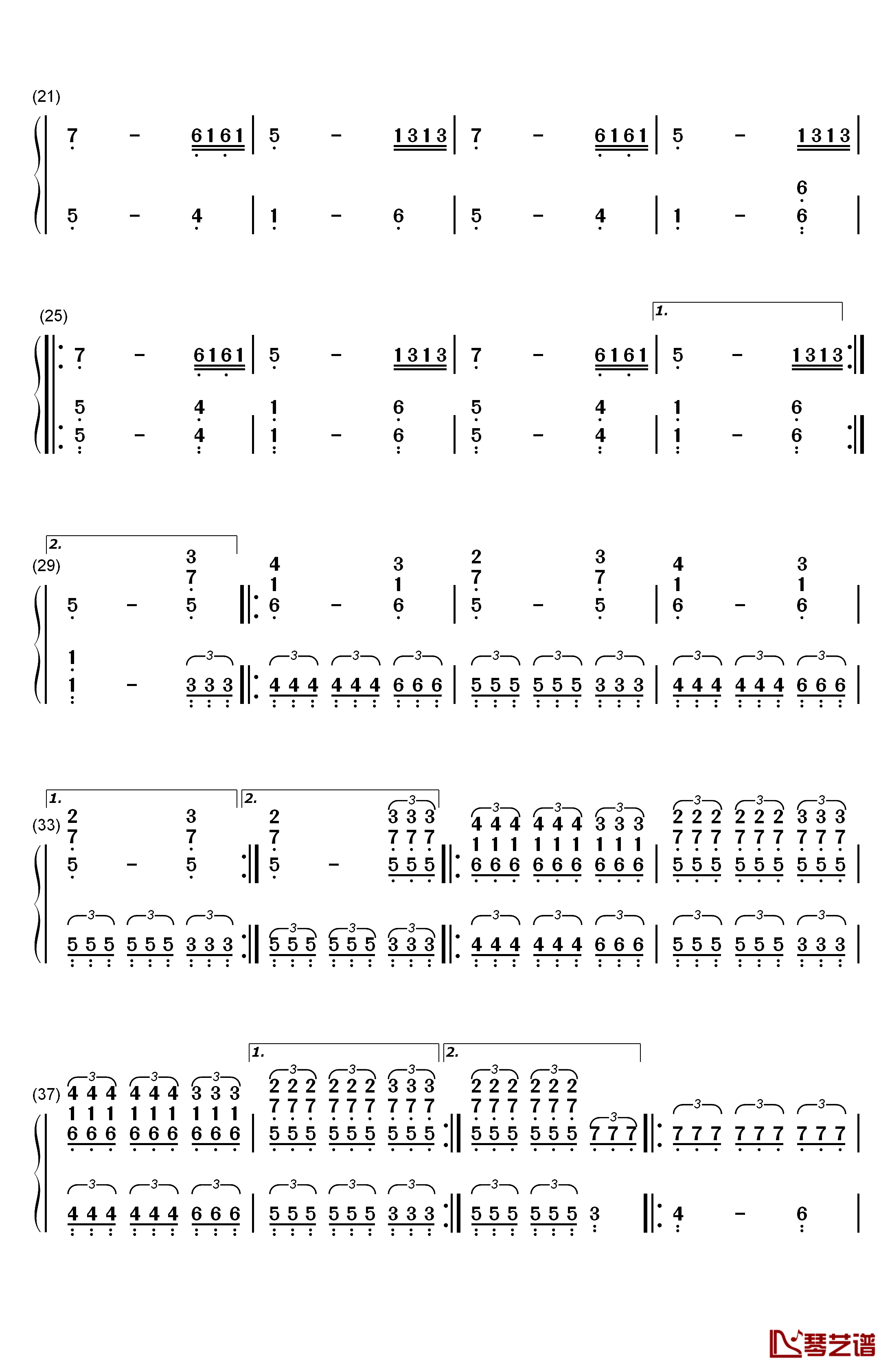 Goner钢琴简谱-数字双手-Twenty One Pilots2