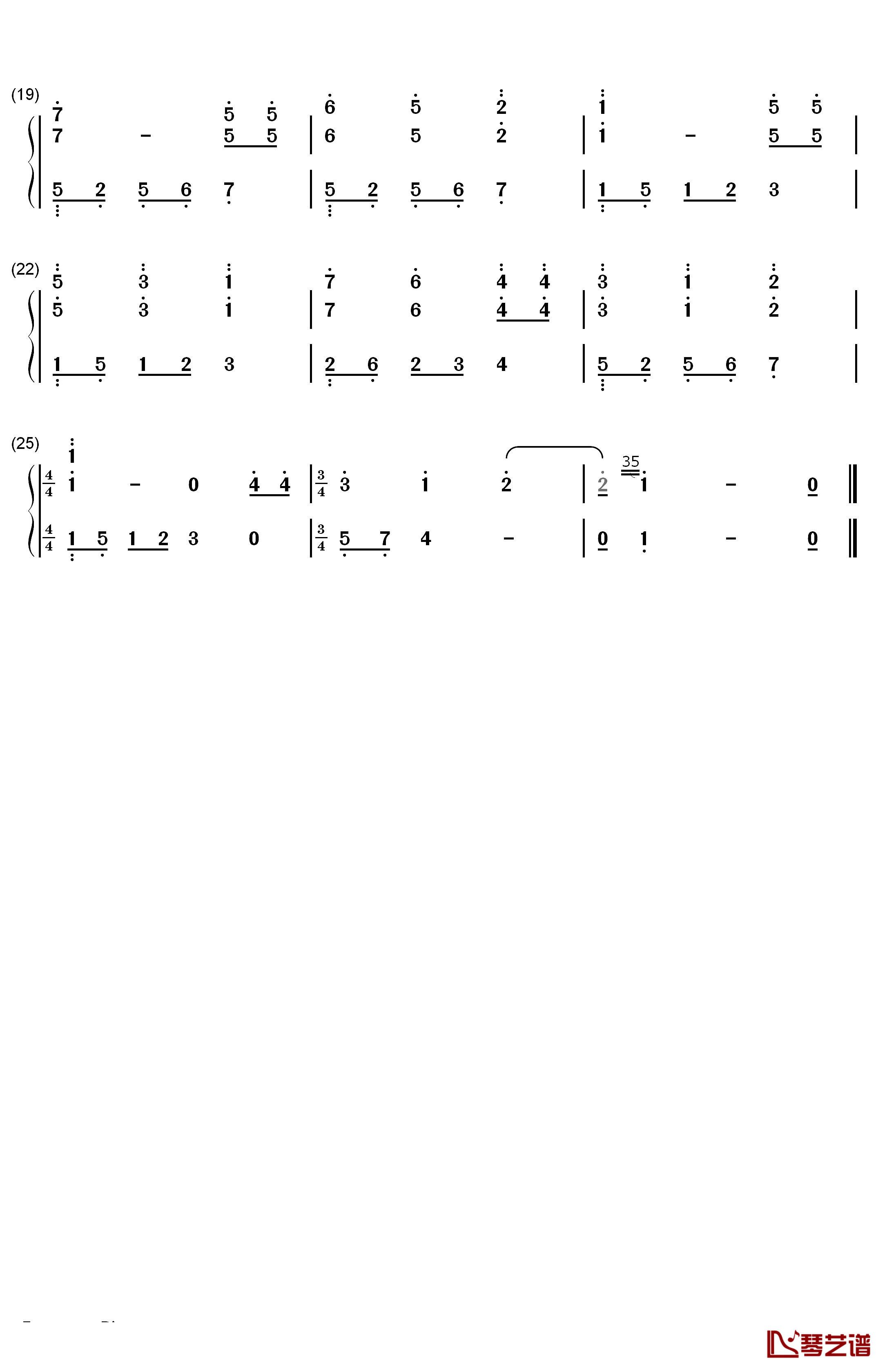 生日快乐钢琴简谱-数字双手-未知2