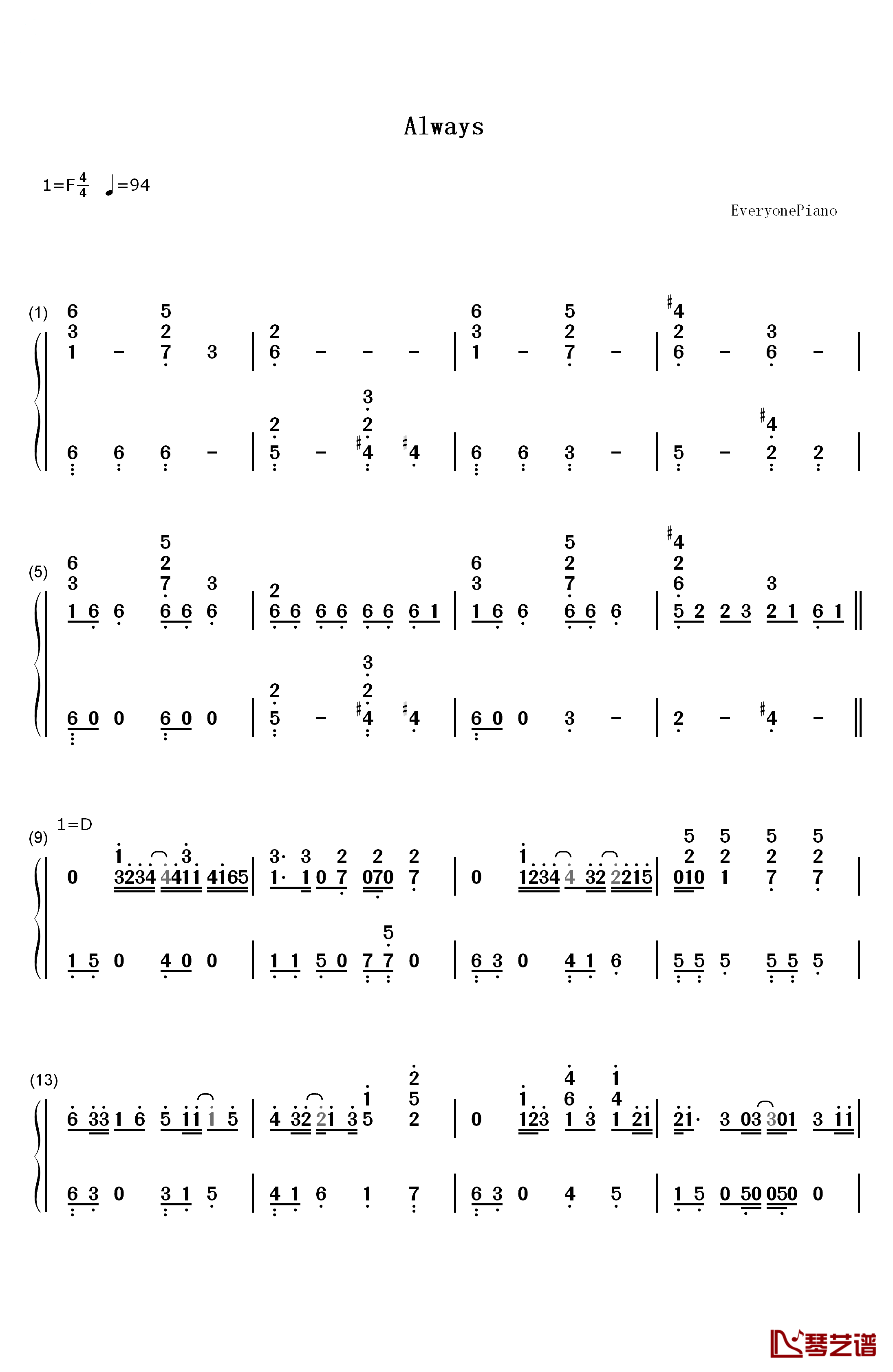 Always钢琴简谱-数字双手-仓木麻衣1