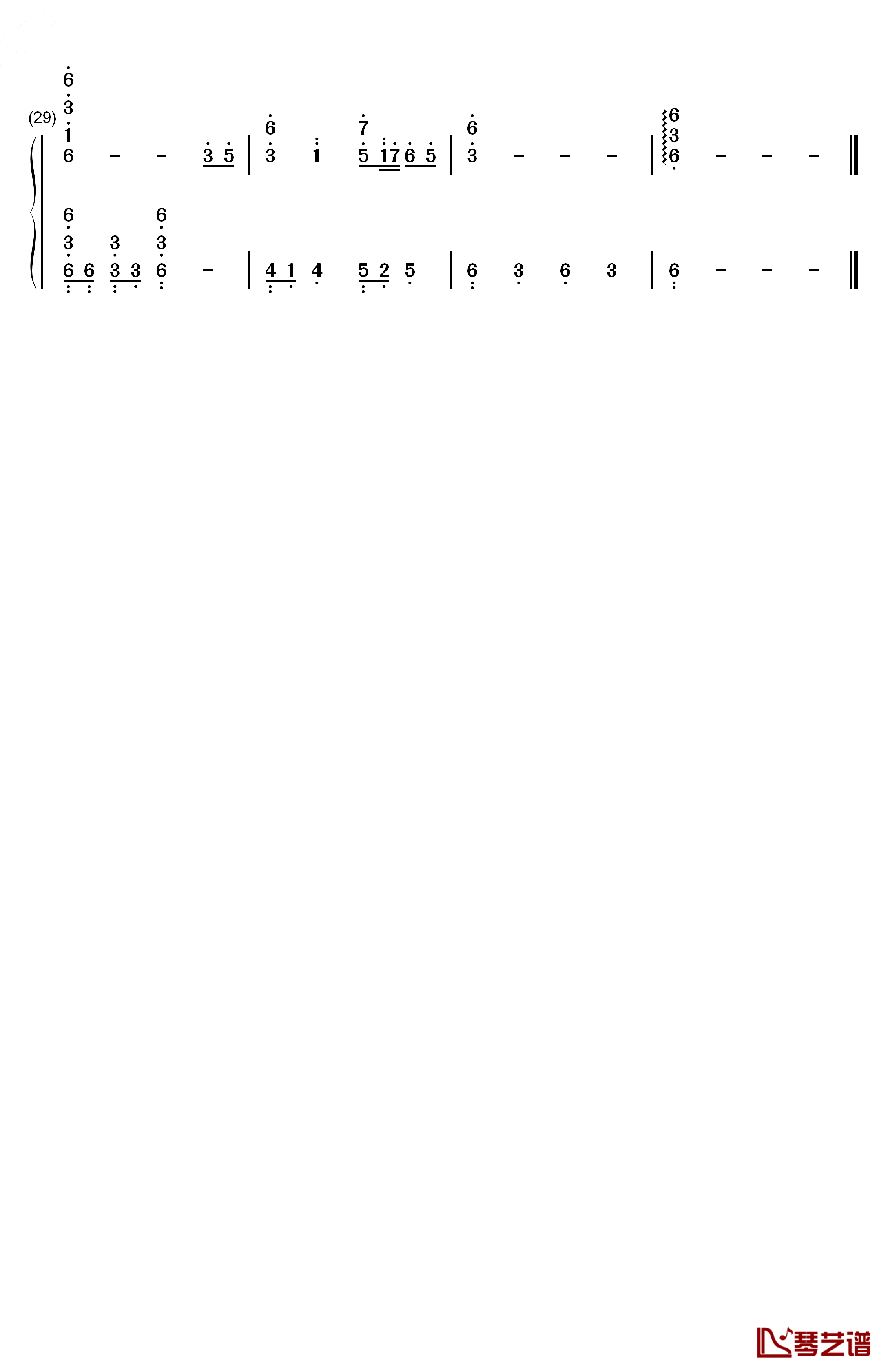 万里の长城钢琴简谱-数字双手-太田美知彦3