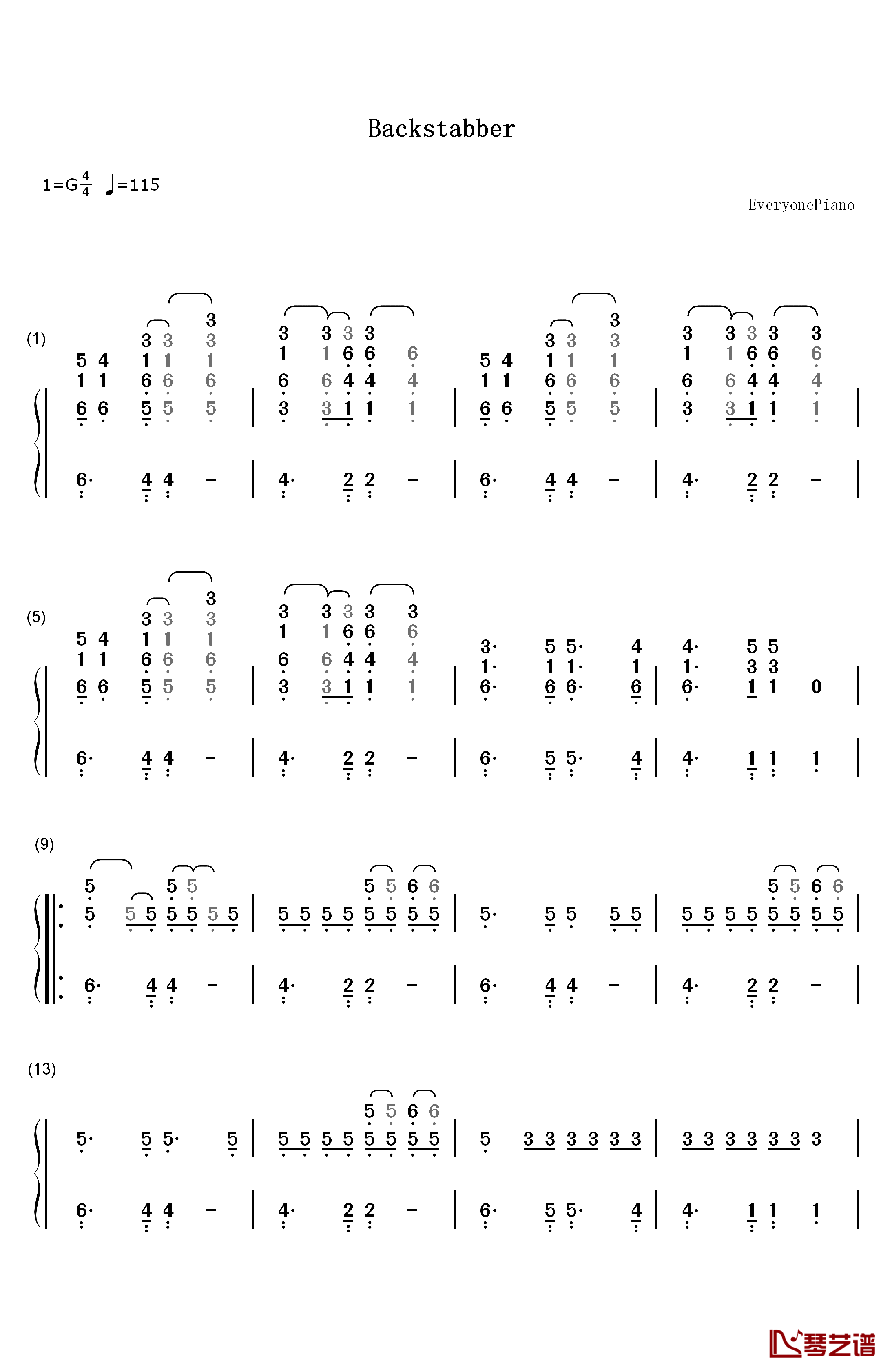 Backstabber钢琴简谱-数字双手-Kesha1