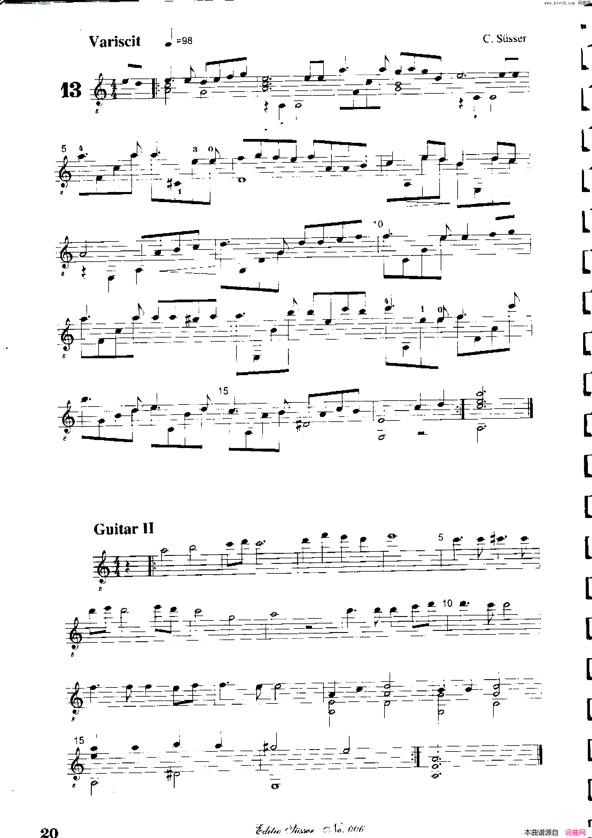 Classical guitar－Susser Ctibor_No 6, Fantazie ze sveta mineralu简谱1