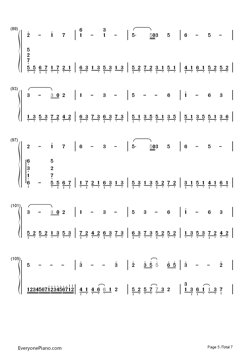 唱给雅音宫羽钢琴简谱-数字双手-洛天依5