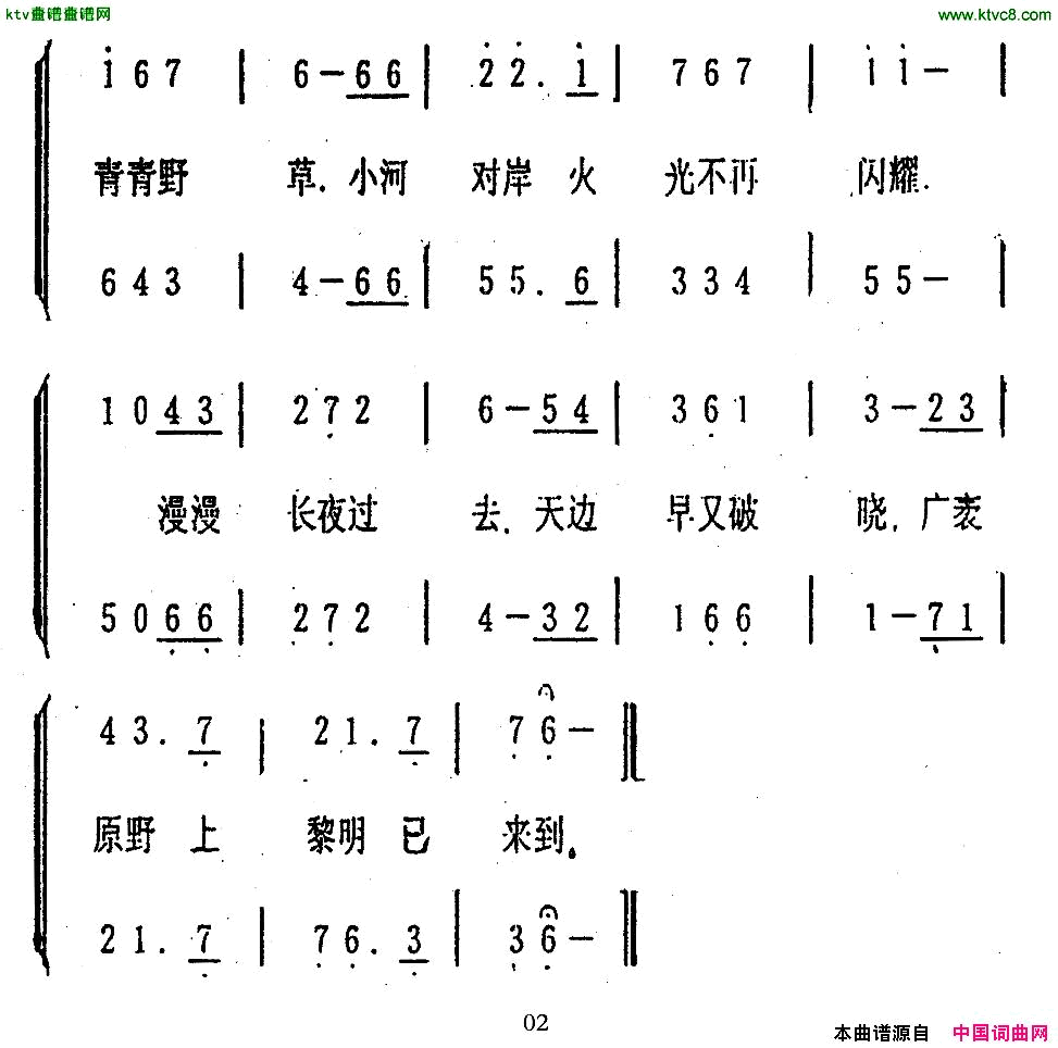 远在小河对岸男声合唱【前苏联】简谱1