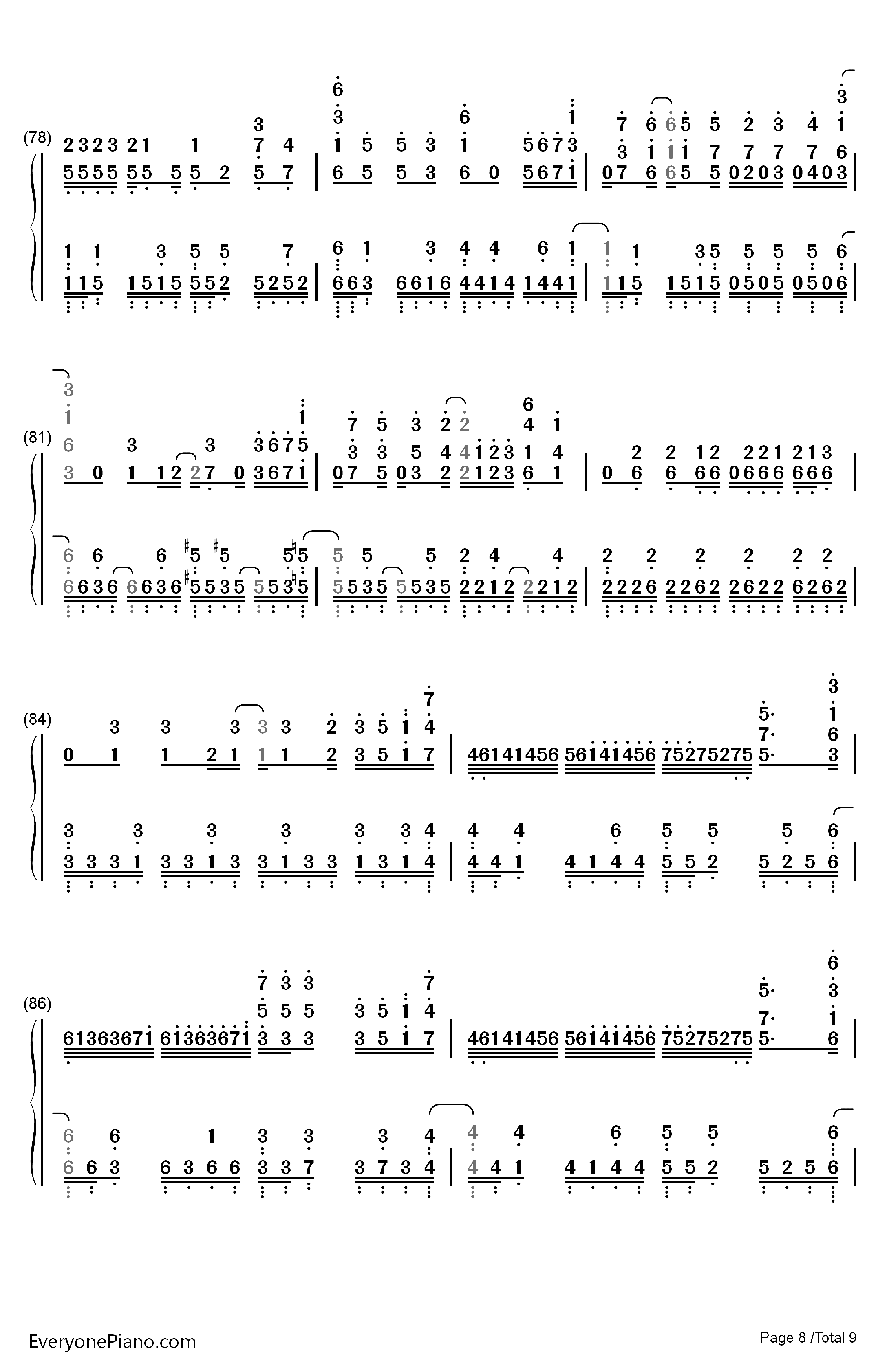 ADAMAS钢琴简谱-数字双手-LiSA8