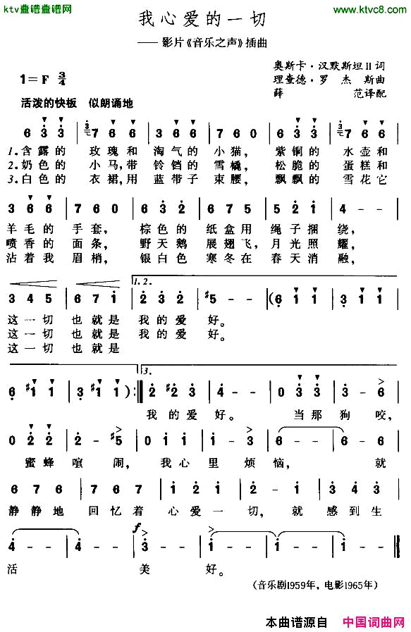 我心爱的一切[美]简谱1