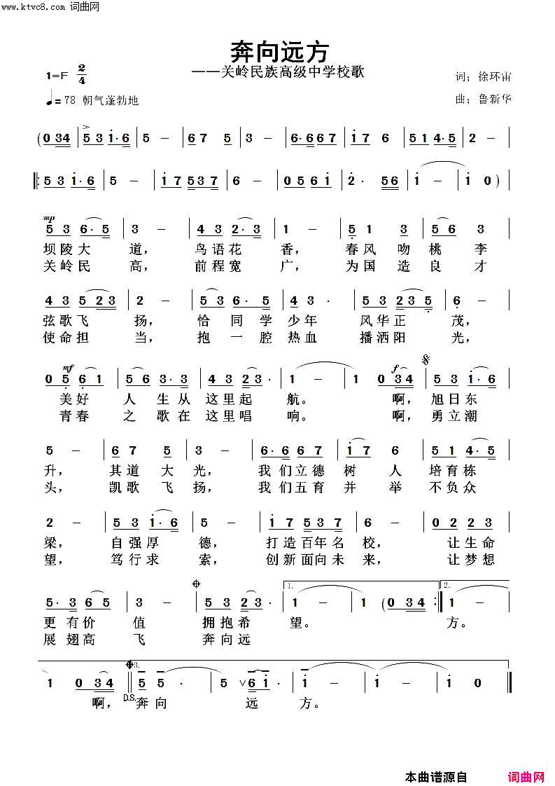 奔向远方简谱-鲁新华曲谱1