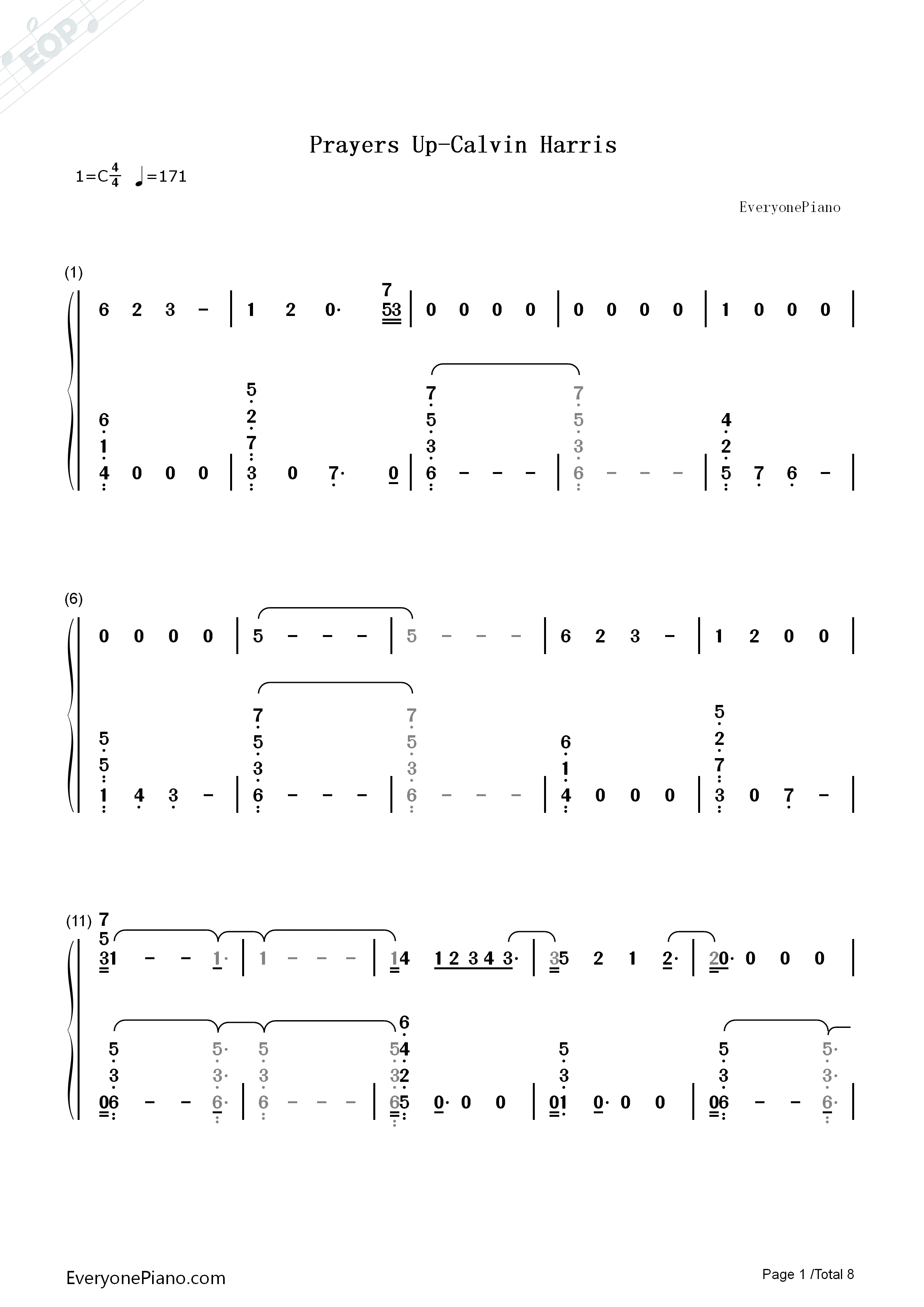 Prayers Up钢琴简谱-Calvin Harris演唱1