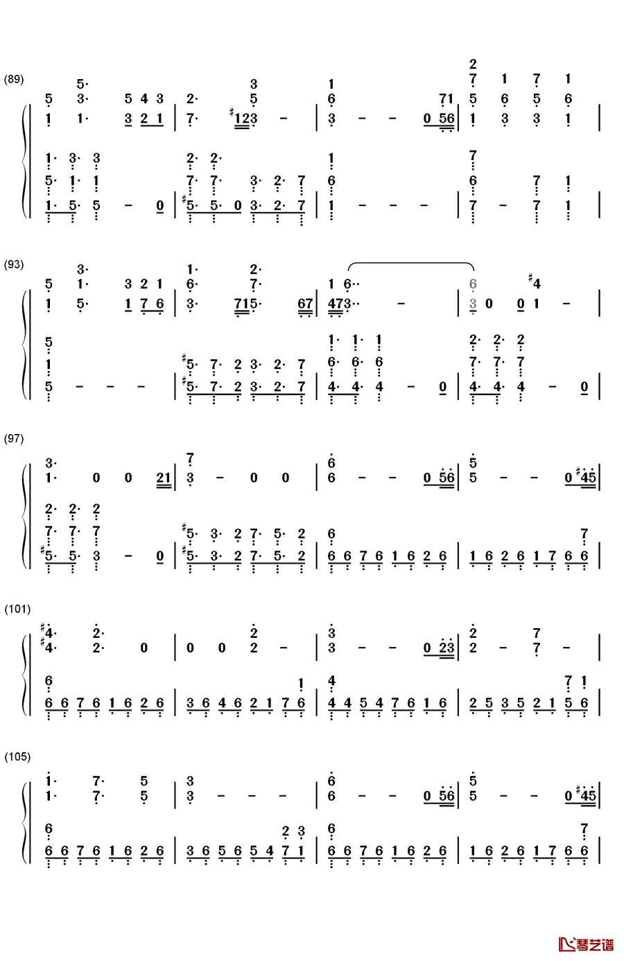 予兆钢琴简谱-数字双手-Falcom Sound Team jdk5