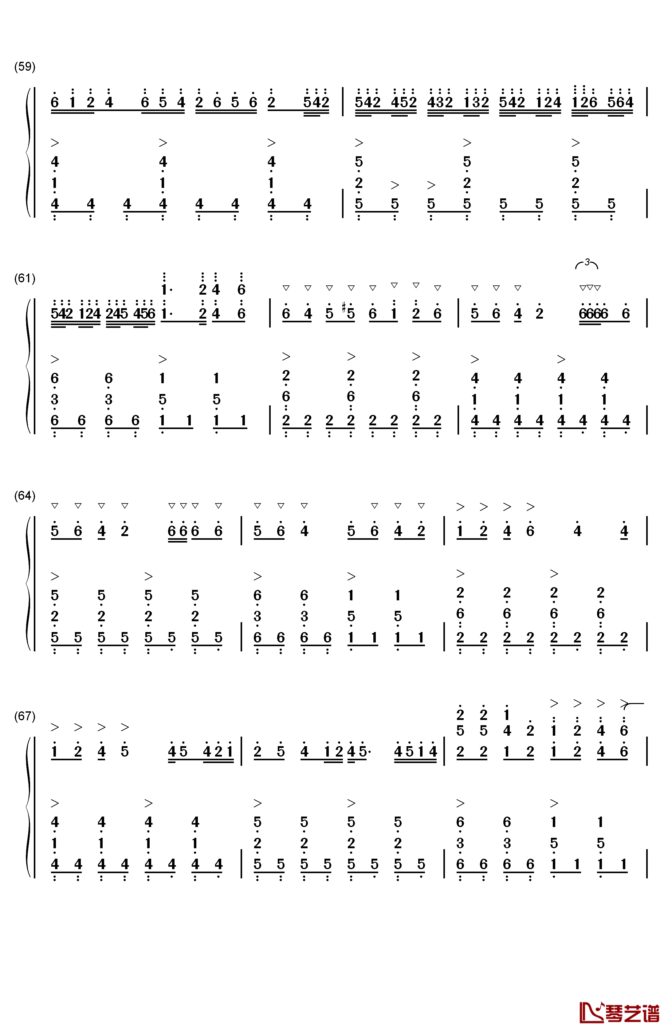 普通DISCO钢琴简谱-数字双手-洛天依 言和6