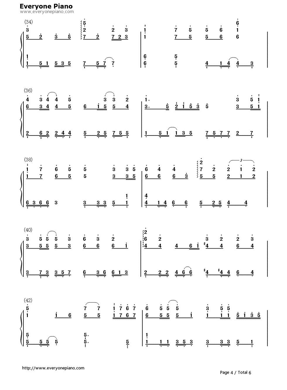 下一站天后钢琴简谱-数字双手-Twins4