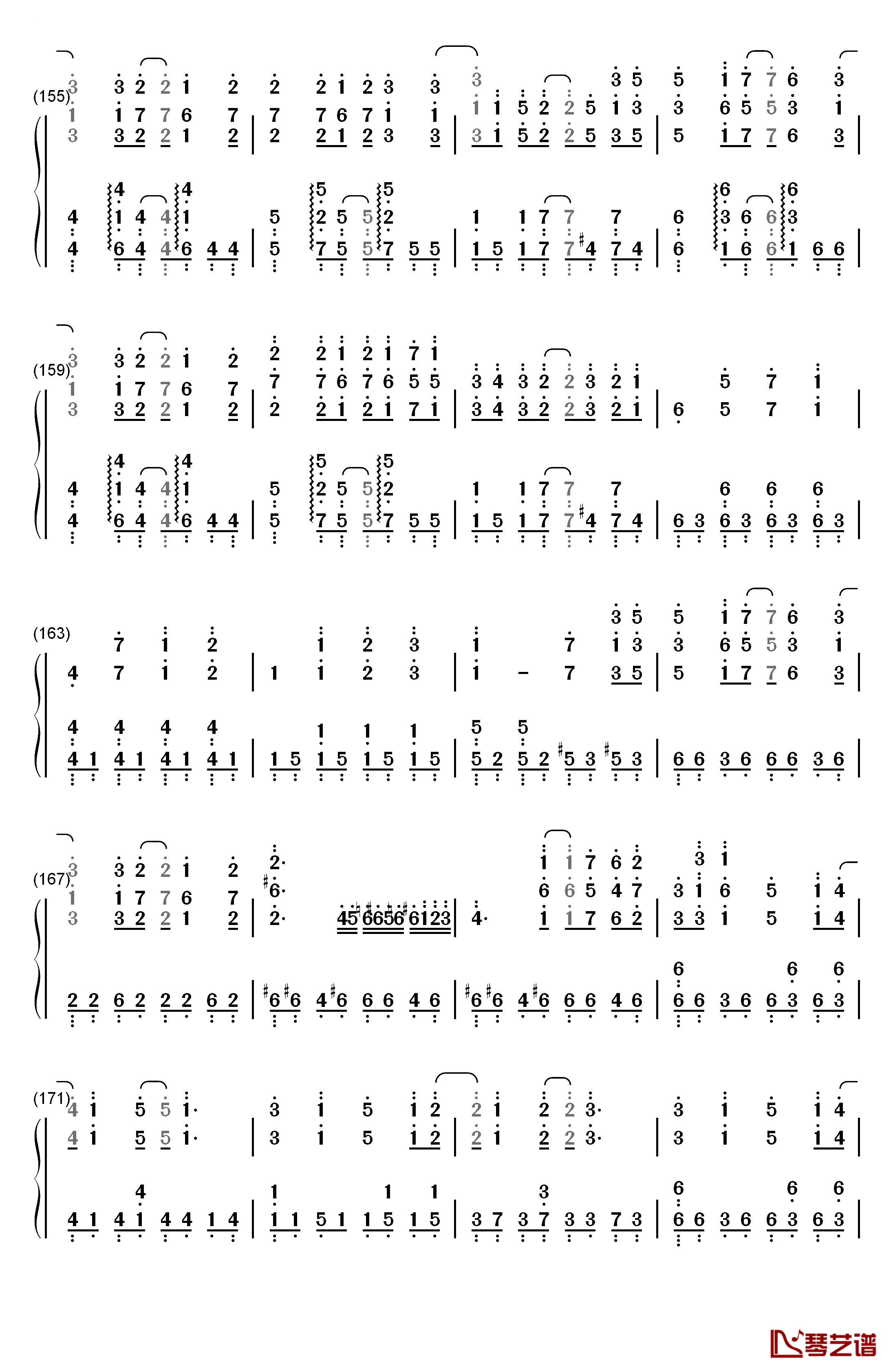 終わりの世界から钢琴简谱-数字双手-麻枝准  やなぎなぎ9