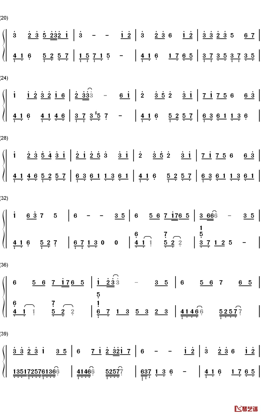 百恋歌钢琴简谱-数字双手-高杉さと美2