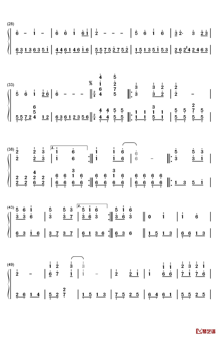 千年等一回钢琴简谱-数字双手-高胜美3