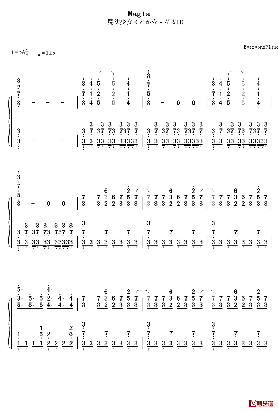 Magia钢琴简谱-数字双手-Kalafina1