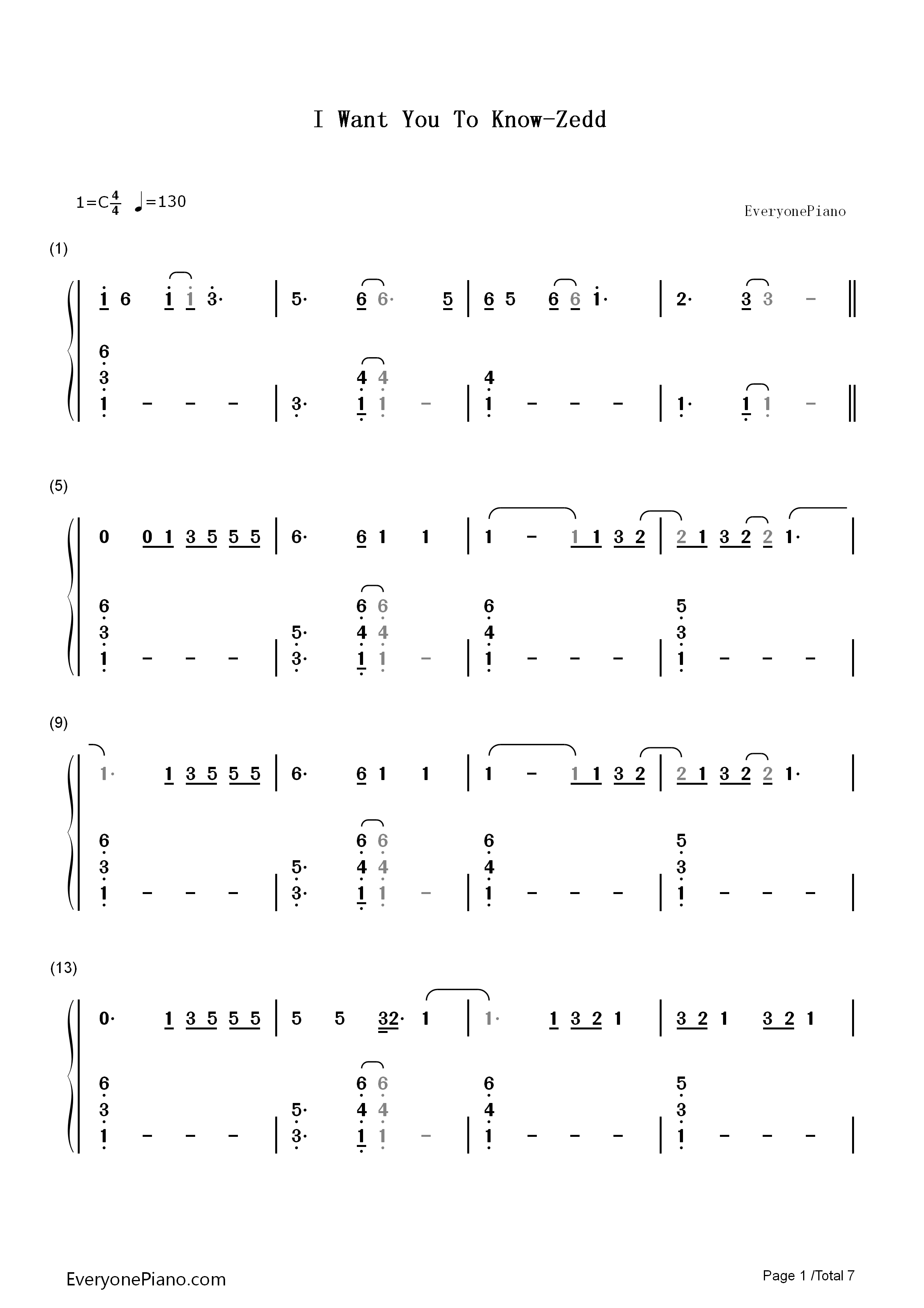 I Want You to Know钢琴简谱-Zedd演唱1