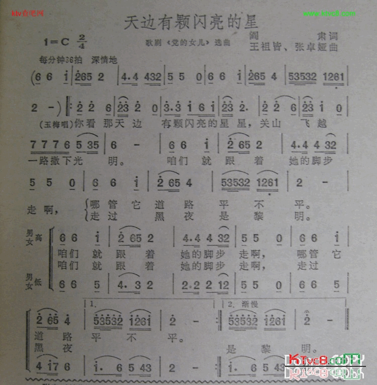 天边有颗闪亮的星简谱1