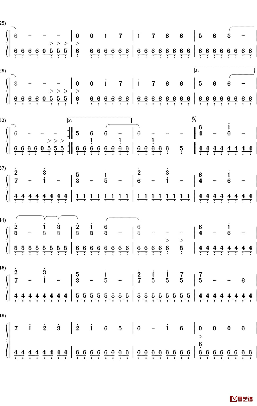 修罗钢琴简谱-数字双手-DOES2