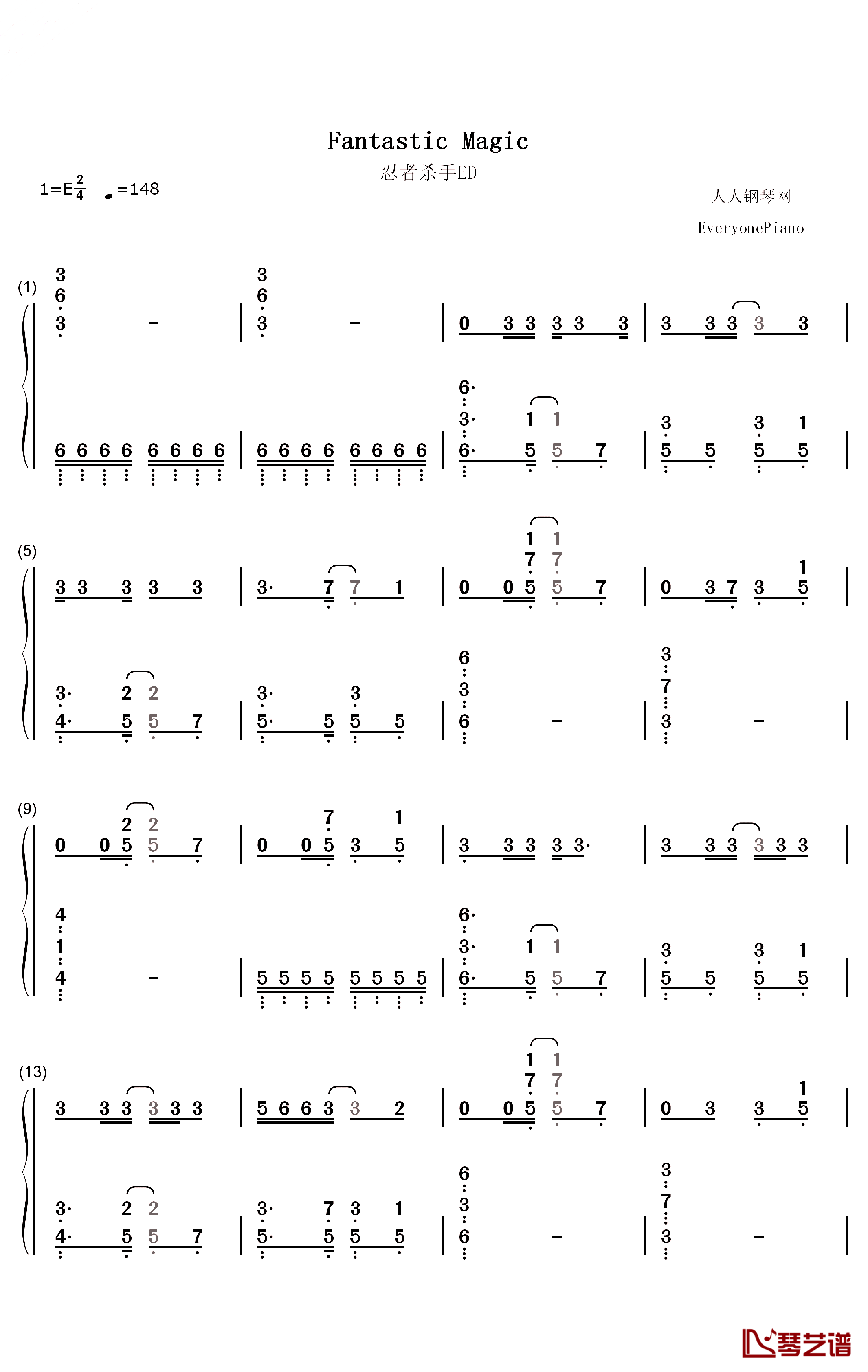 Fantastic Magic钢琴简谱-数字双手-TK from 凛として时雨1