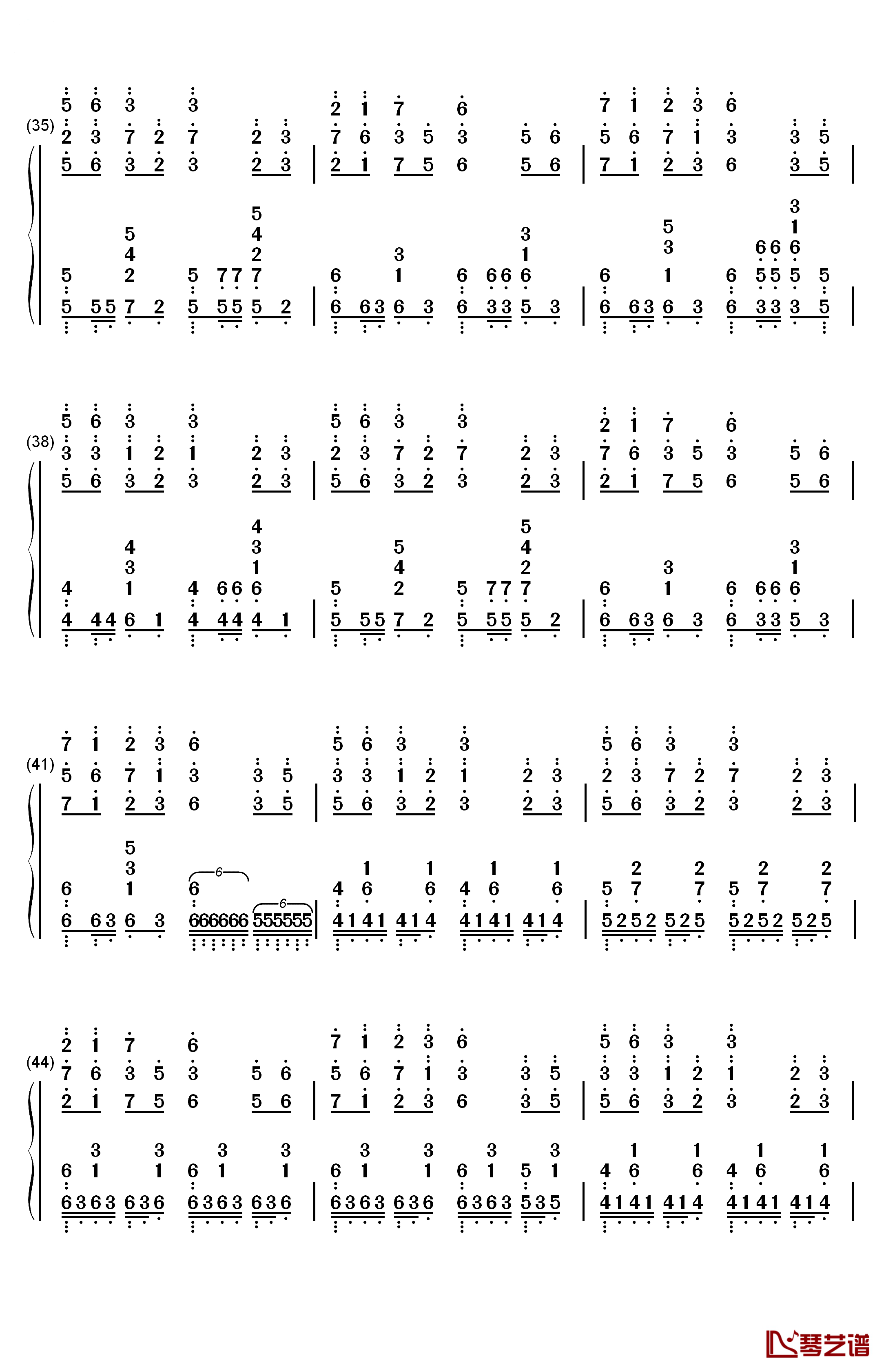 Bad apple!!钢琴简谱-数字双手-东方project4