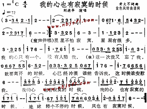 我的心也有寂寞的时候--刘德华简谱1