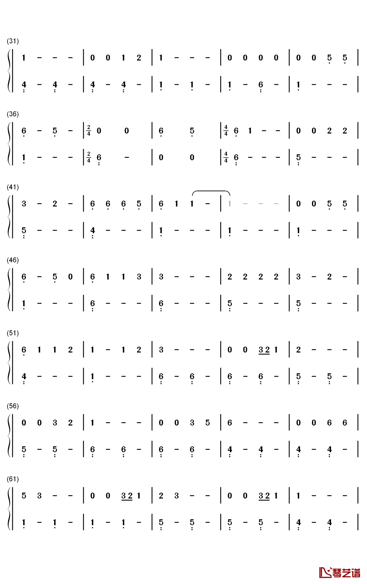 Take Me Home Country Roads钢琴简谱-John Denver歌曲-数字双手曲谱2