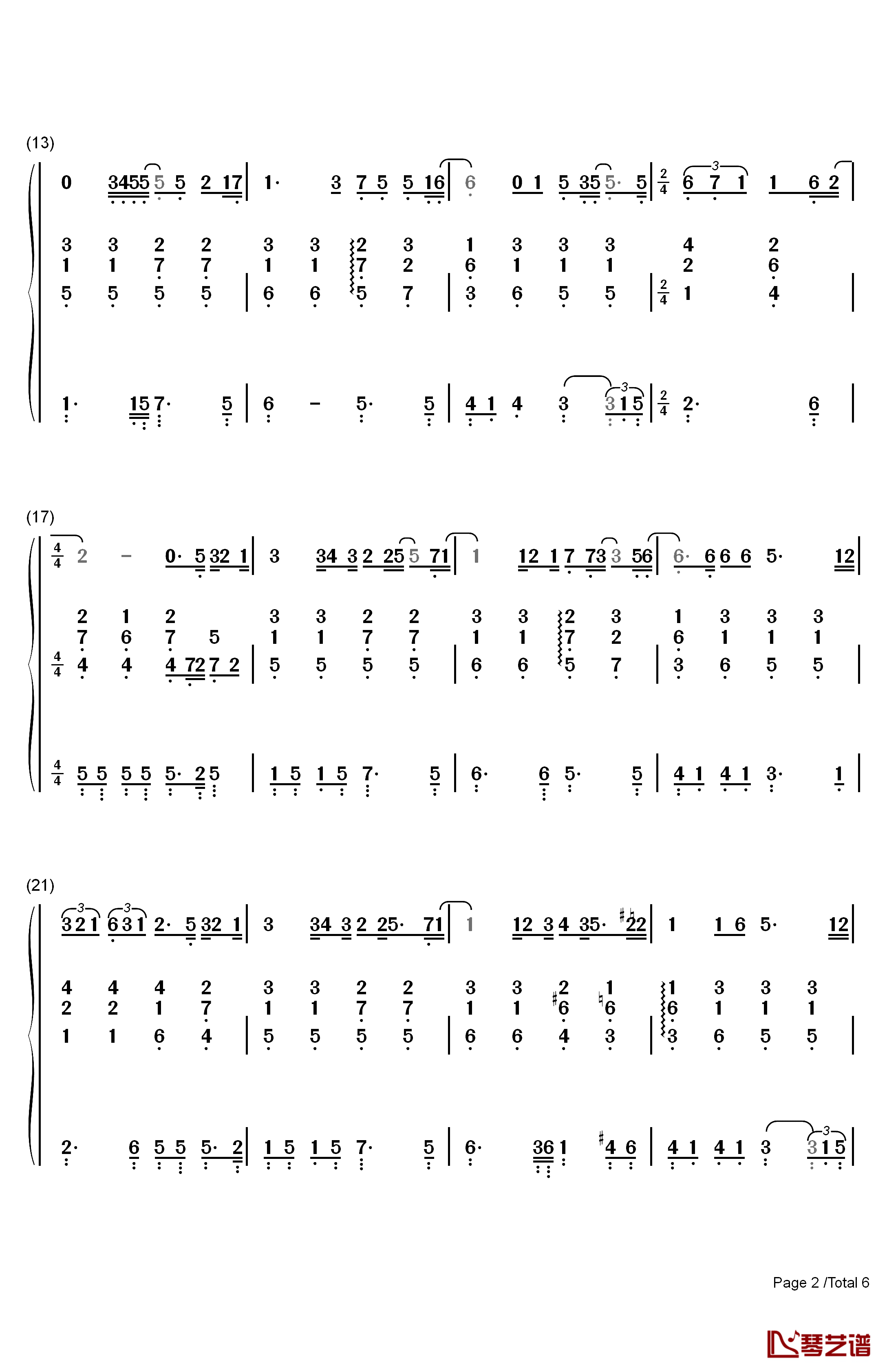 你那么爱她钢琴简谱-数字双手-李圣杰 林隆璇2