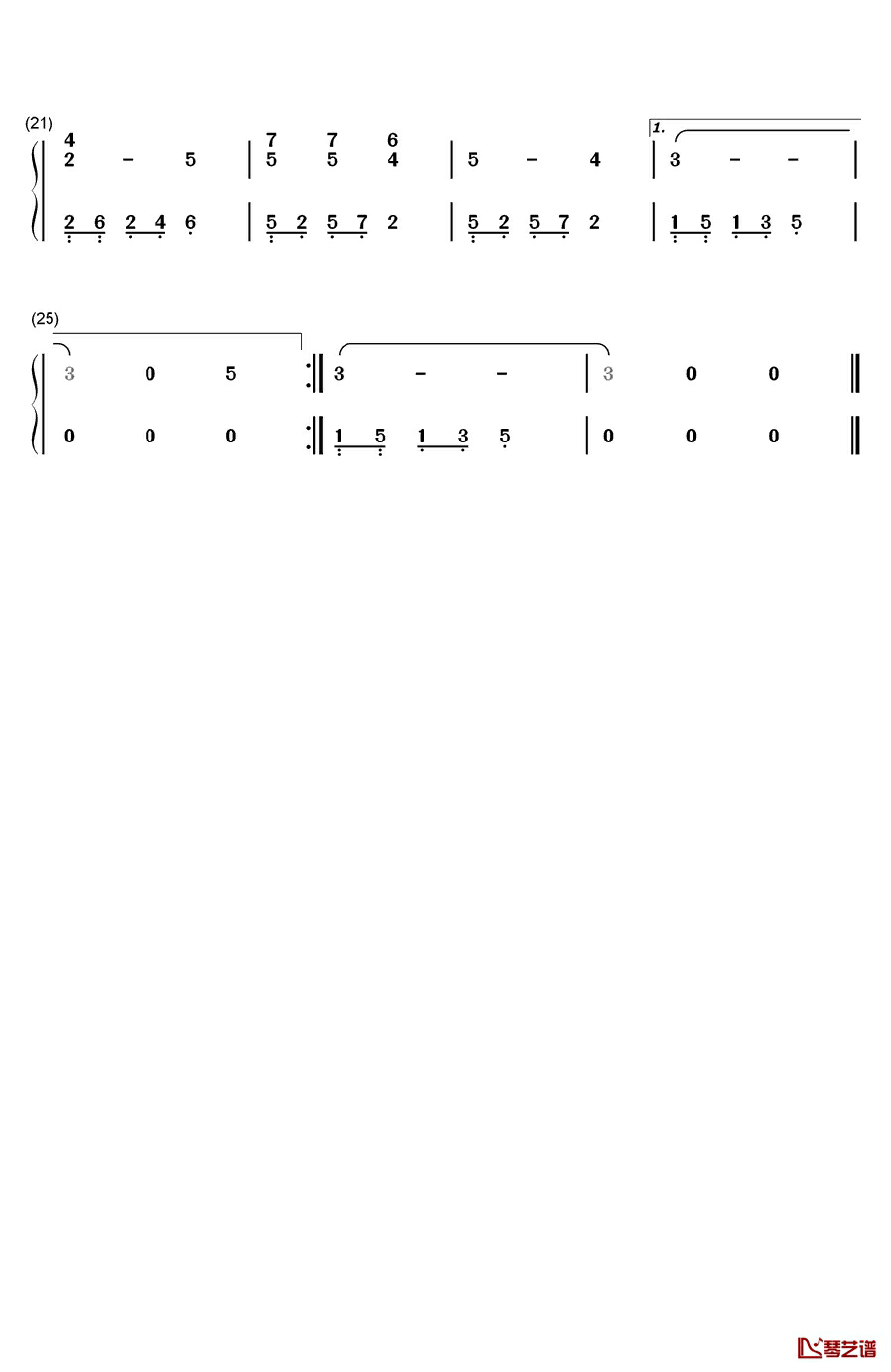 深深的海洋钢琴简谱-数字双手-李宝树2