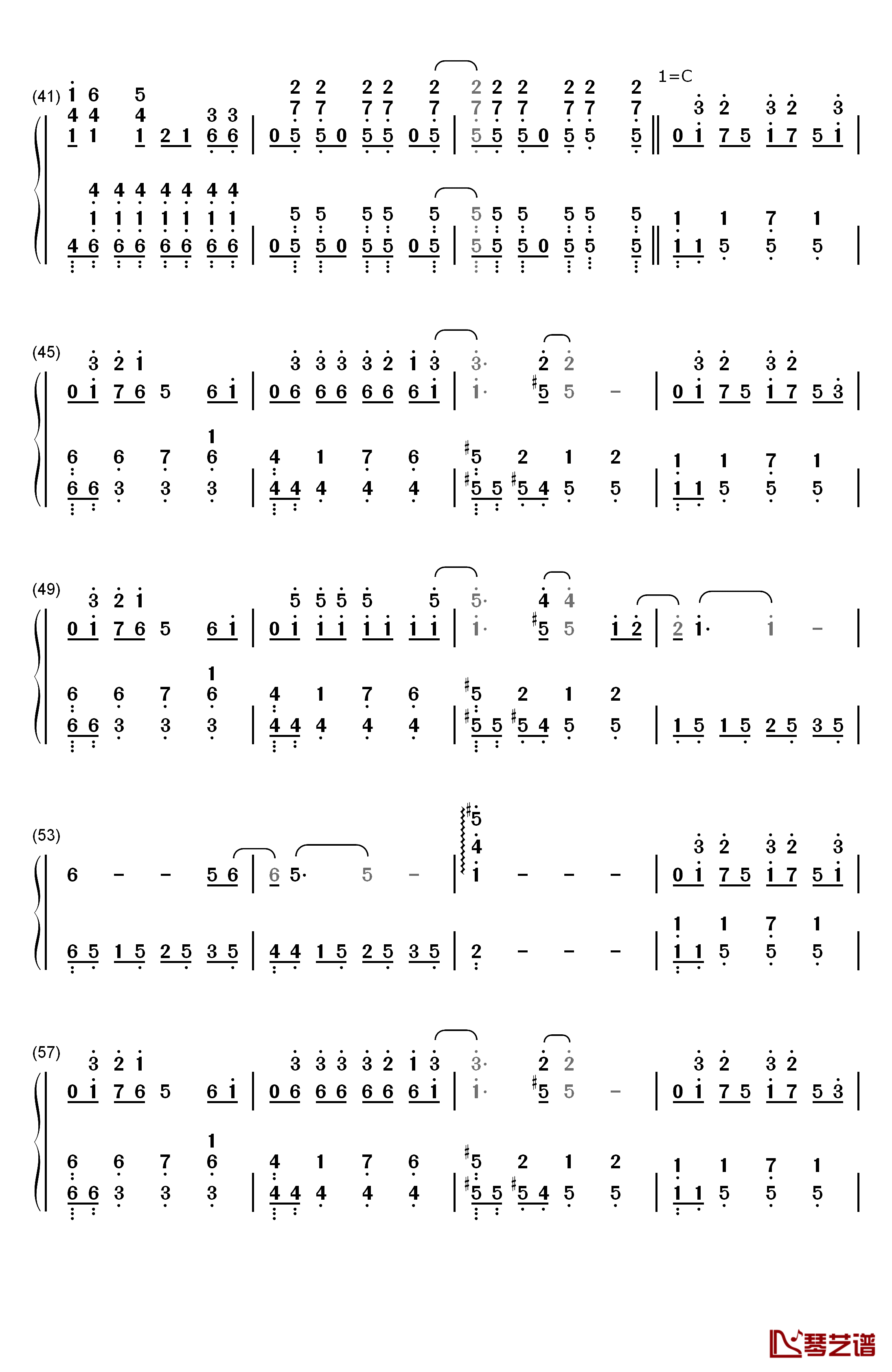 张家明和婉君钢琴简谱-数字双手-李荣浩3