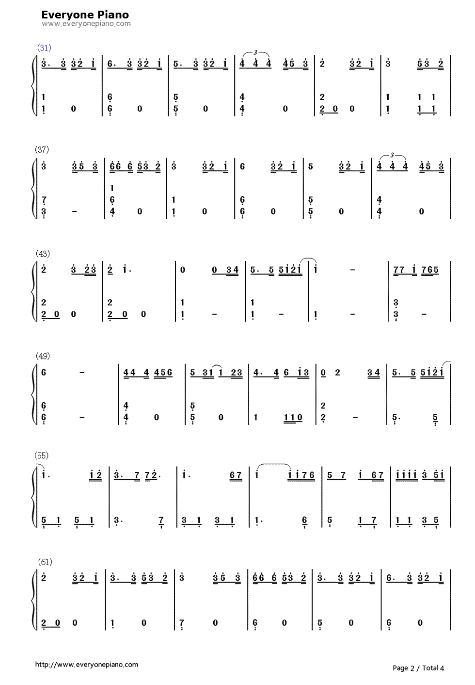 别说我的眼泪你无所谓钢琴简谱-数字双手-东来东往2