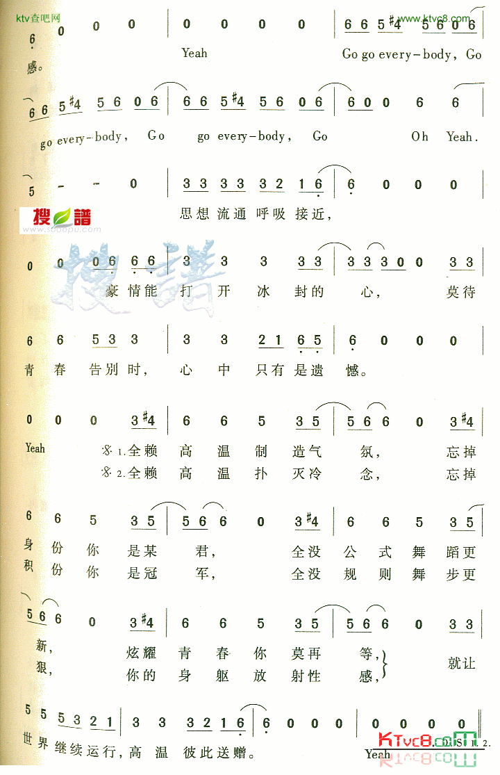 高温派对简谱-黄家驹演唱1