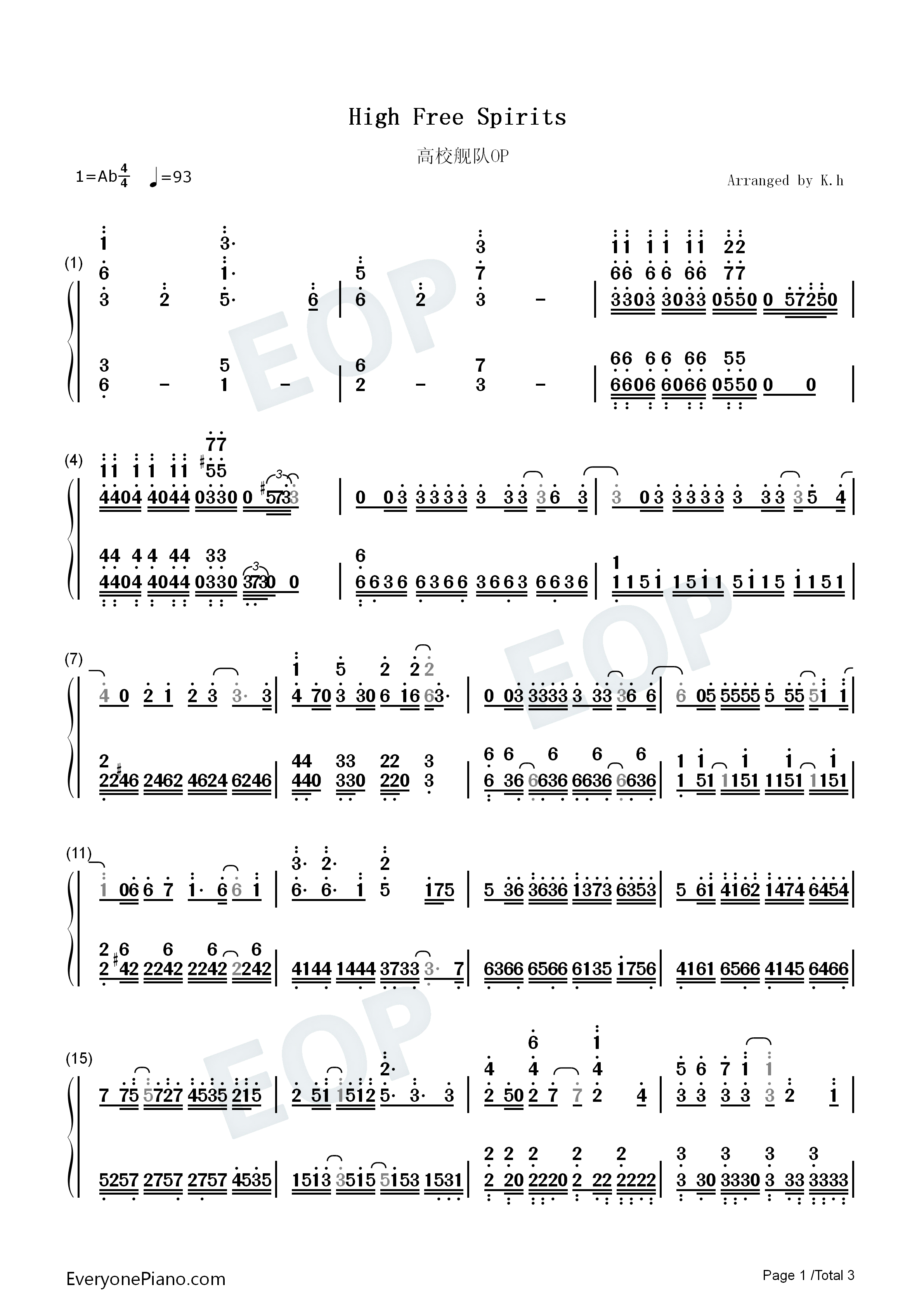 High Free Spirits钢琴简谱-TrySail演唱1