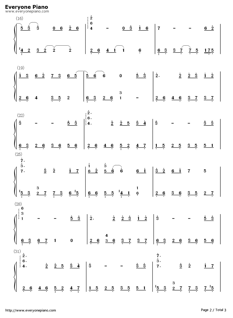 烟花易冷钢琴简谱-数字双手-林志炫2