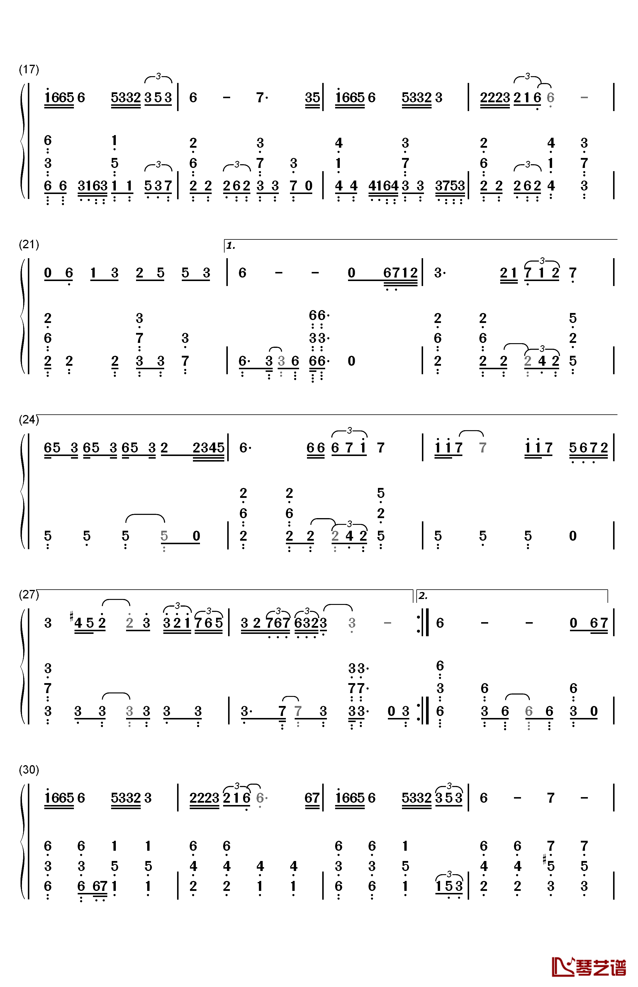 谢谢你的爱1999钢琴简谱-数字双手-谢霆锋2