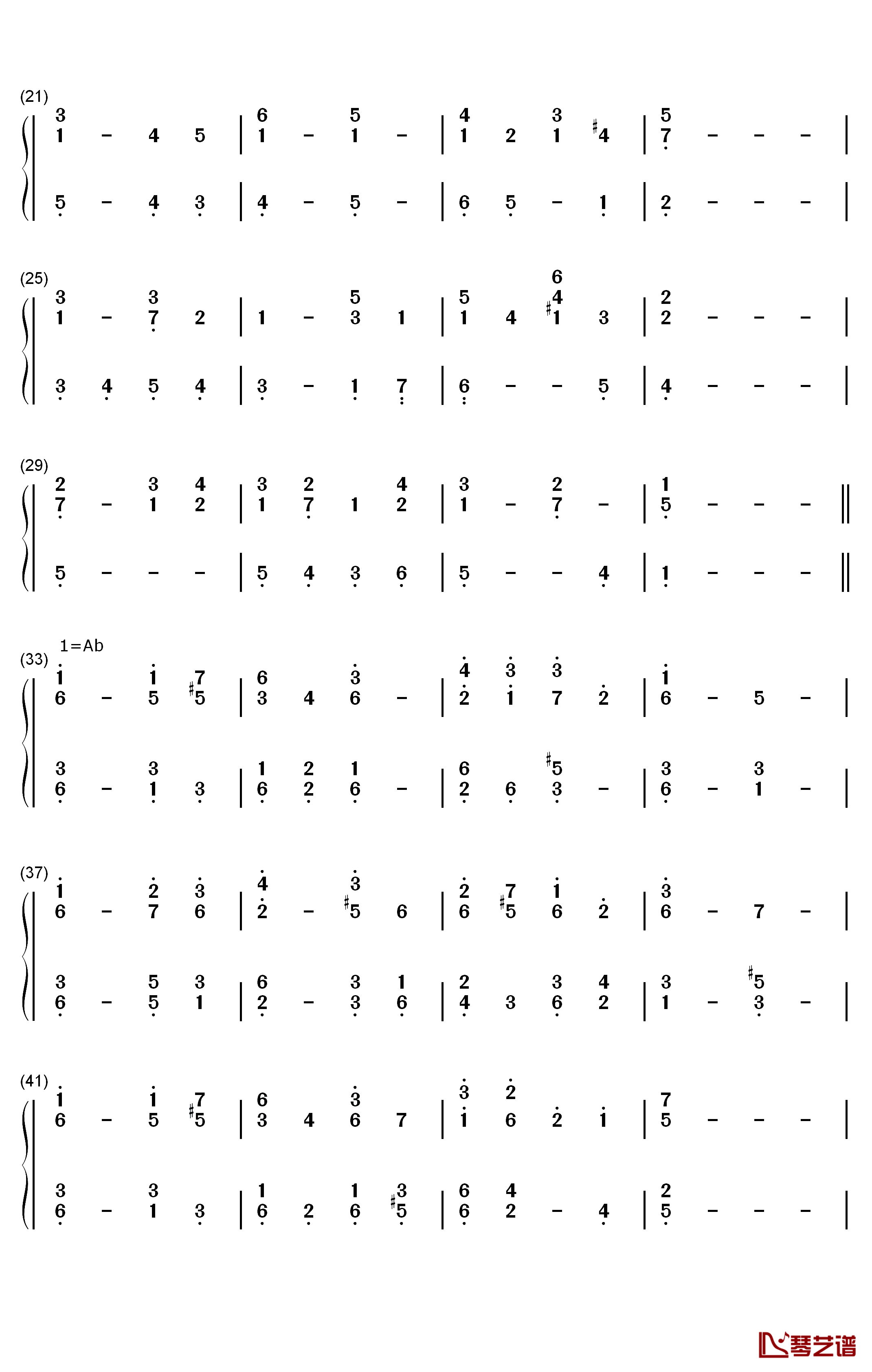 Abide with Me钢琴简谱-数字双手-William Henry Monk2