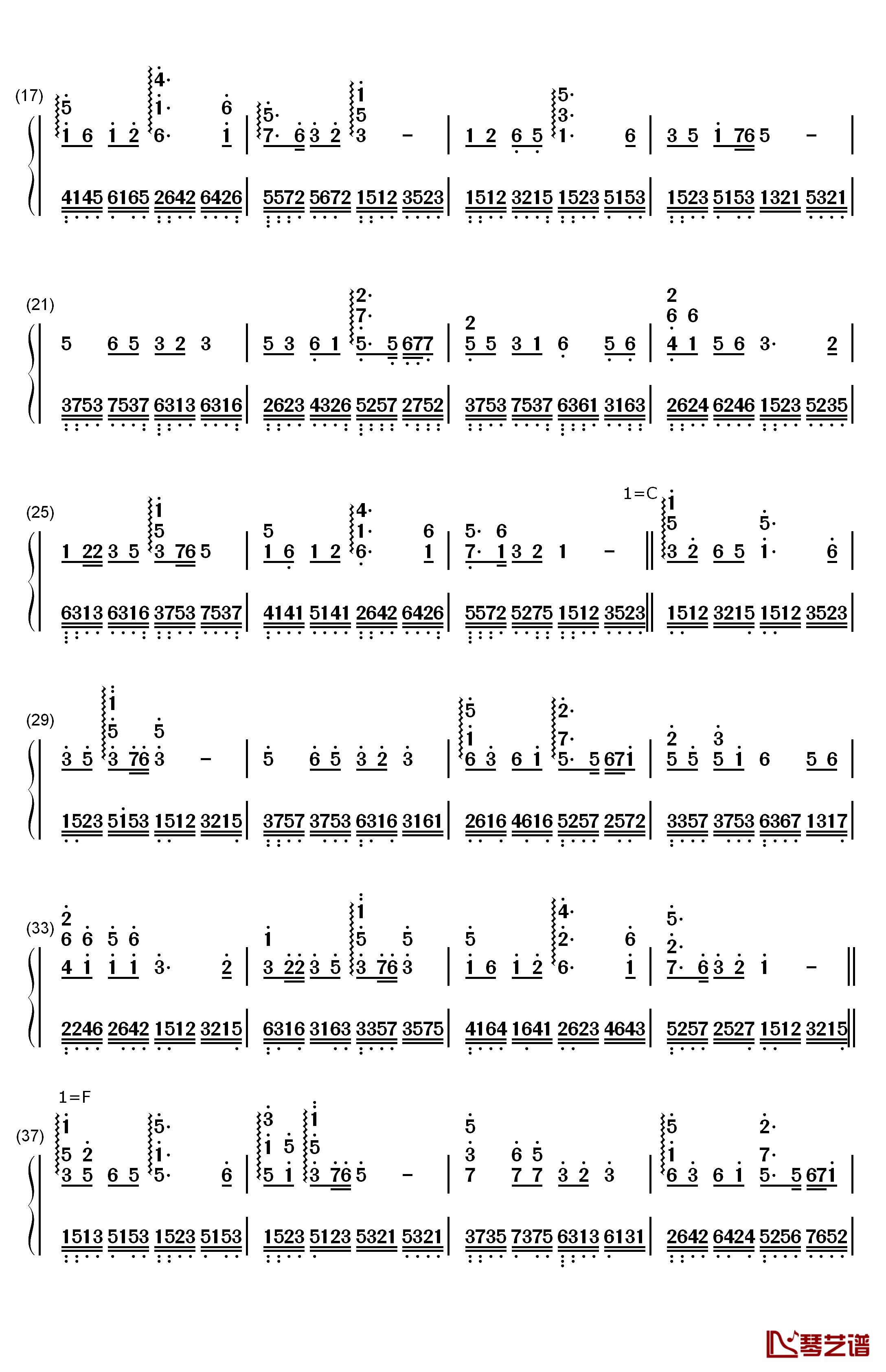 一条大河钢琴简谱-数字双手-刘炽2