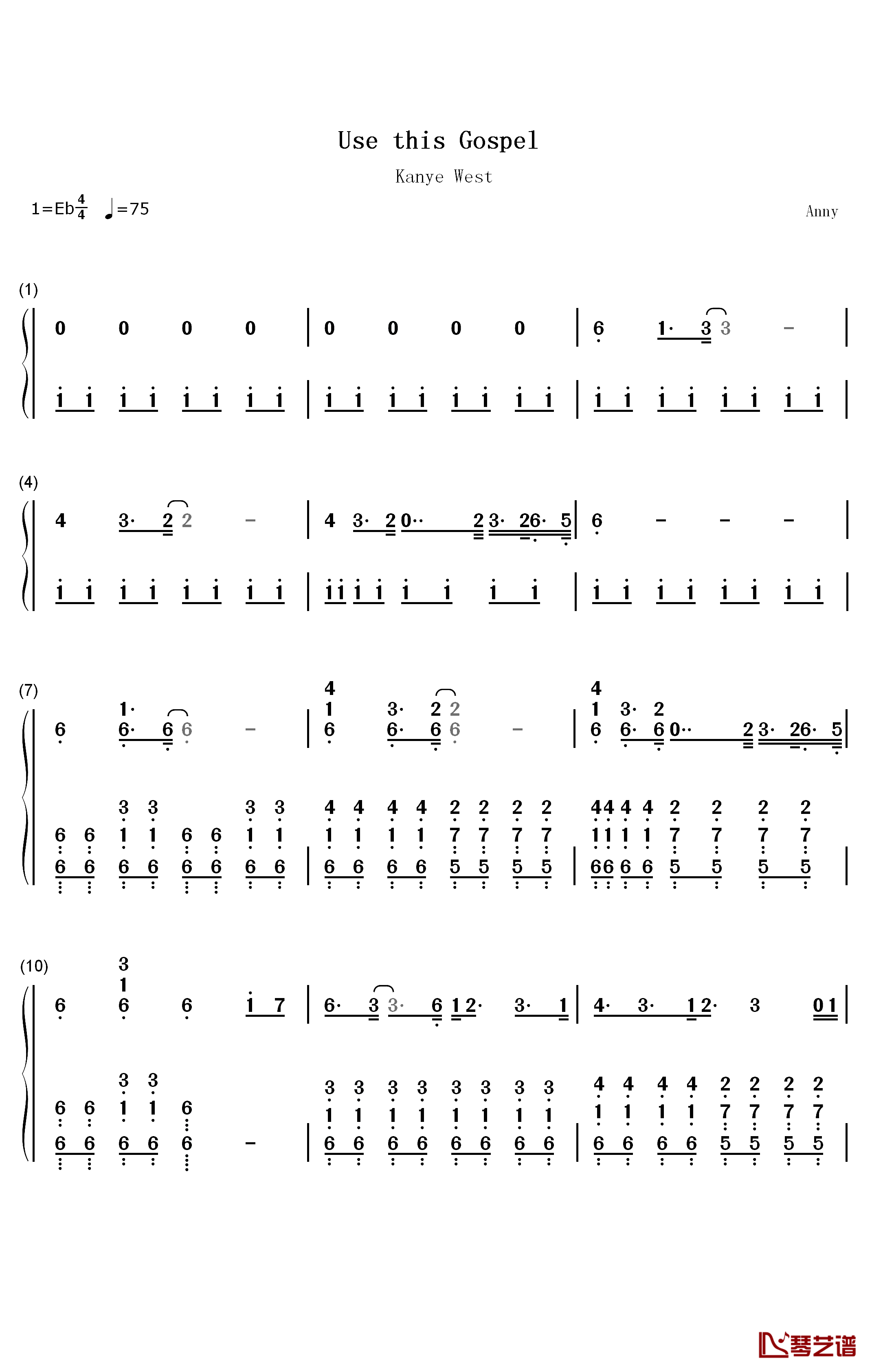 Use This Gospel钢琴简谱-数字双手-Kanye West1