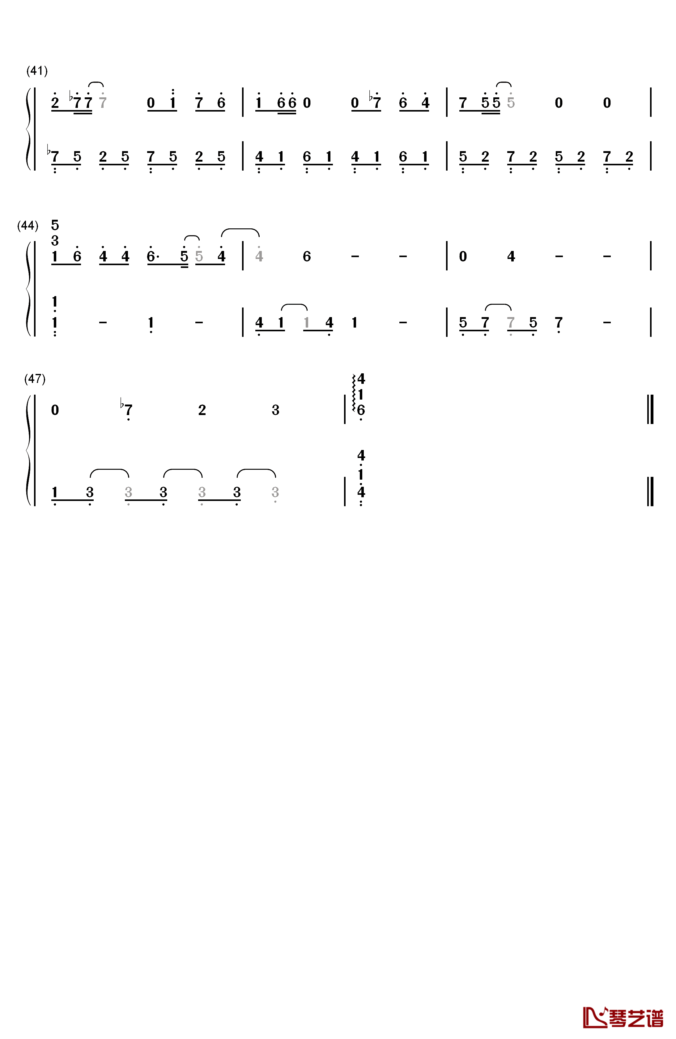 小幸运简单版钢琴简谱-数字双手-田馥甄3