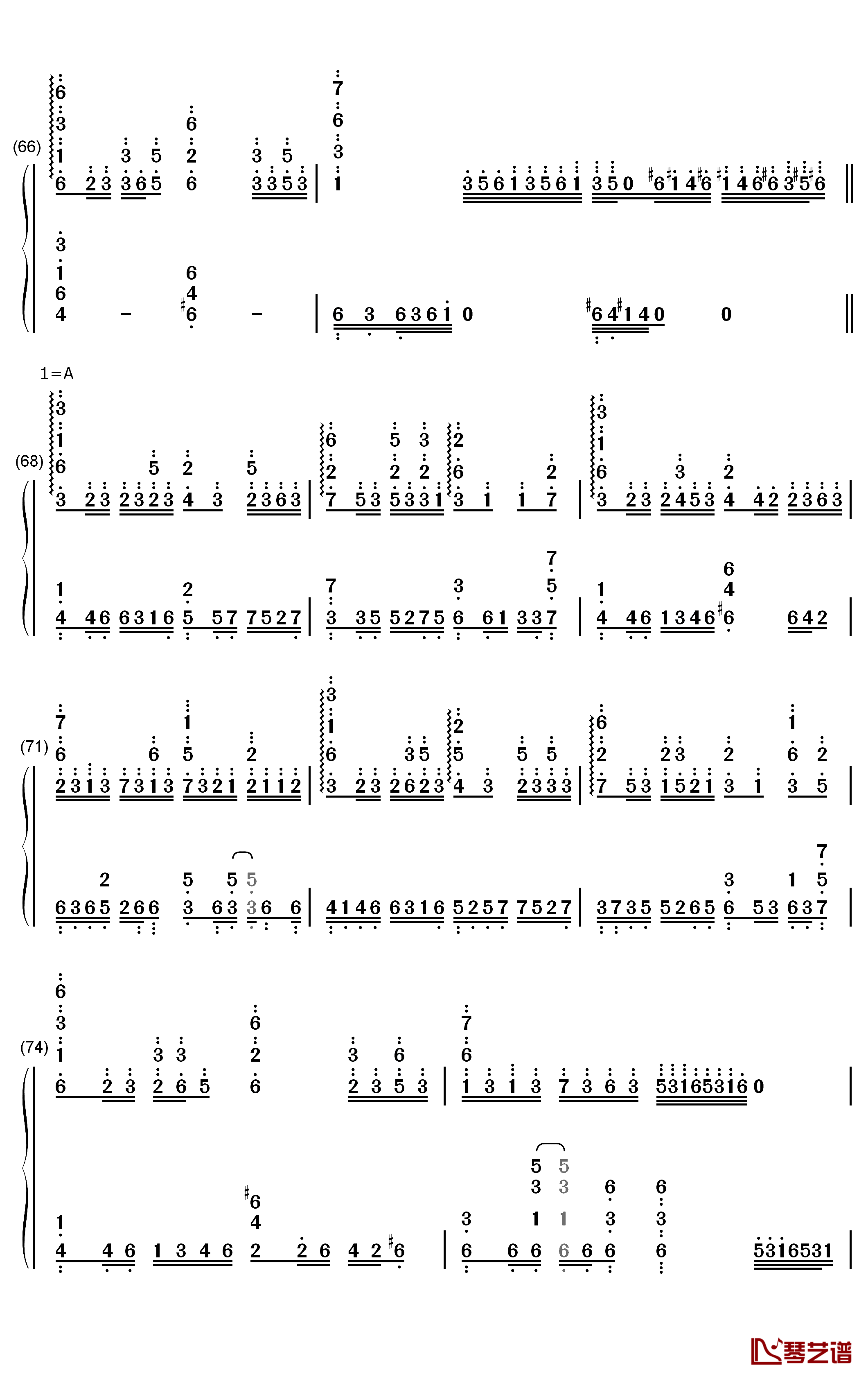 Letter钢琴简谱-数字双手-iris6