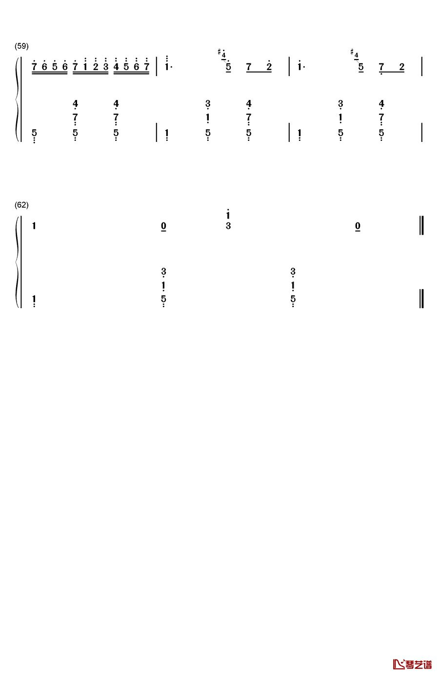 在草地上钢琴简谱-数字双手-利什内5