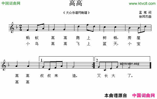 高高五线谱简谱1